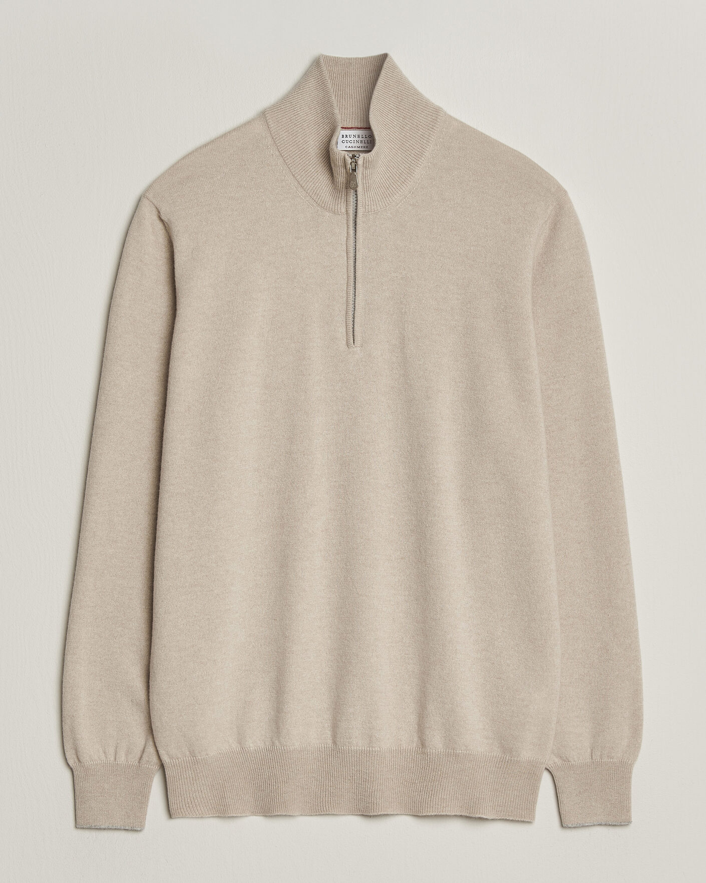 Herre | Gensere | Brunello Cucinelli | 2 Ply Cashmere Half Zip Sand