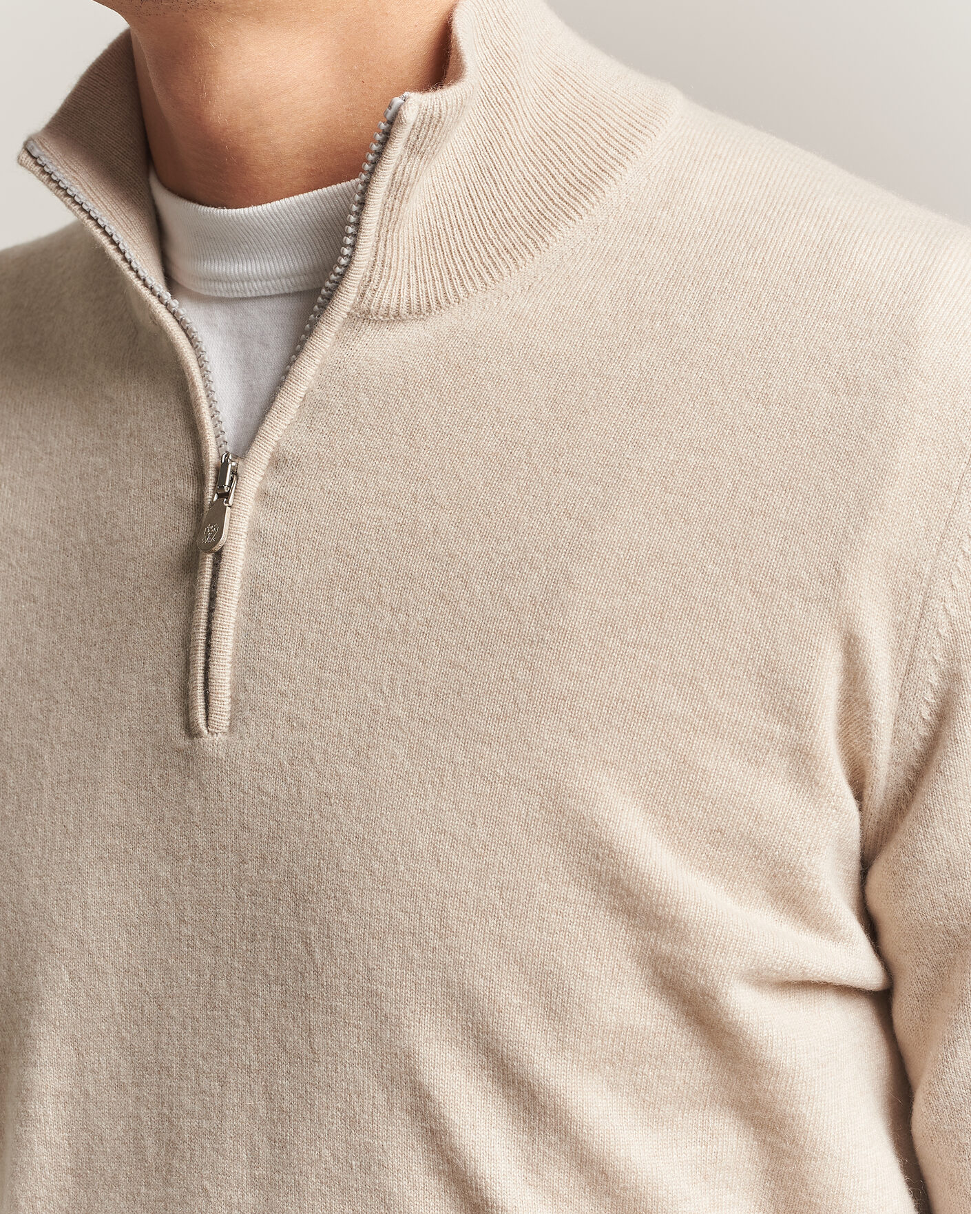 Herre | Gensere | Brunello Cucinelli | 2 Ply Cashmere Half Zip Sand