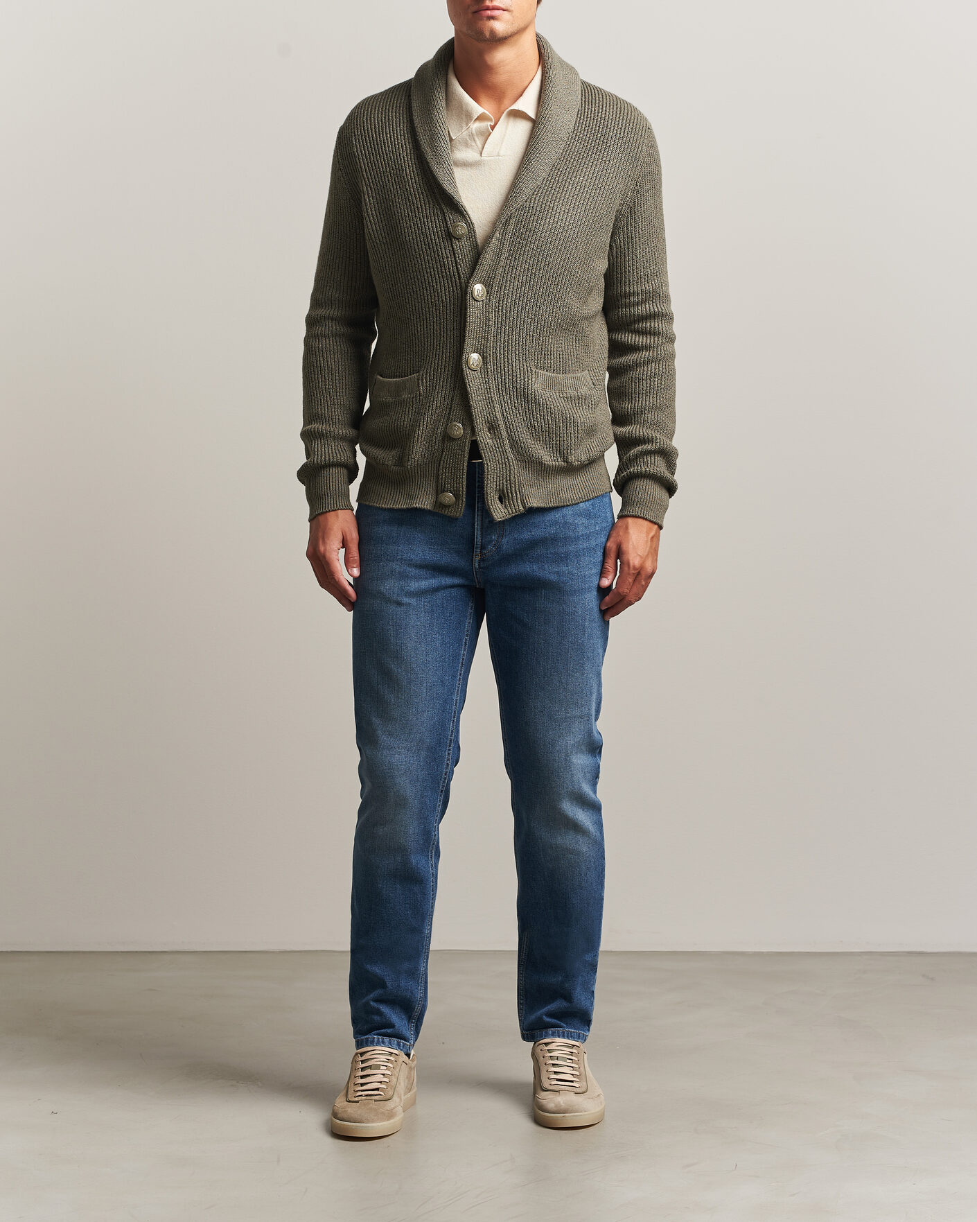 Herre | Gensere | Brunello Cucinelli | Shawl Collar Cardigan Forest Green
