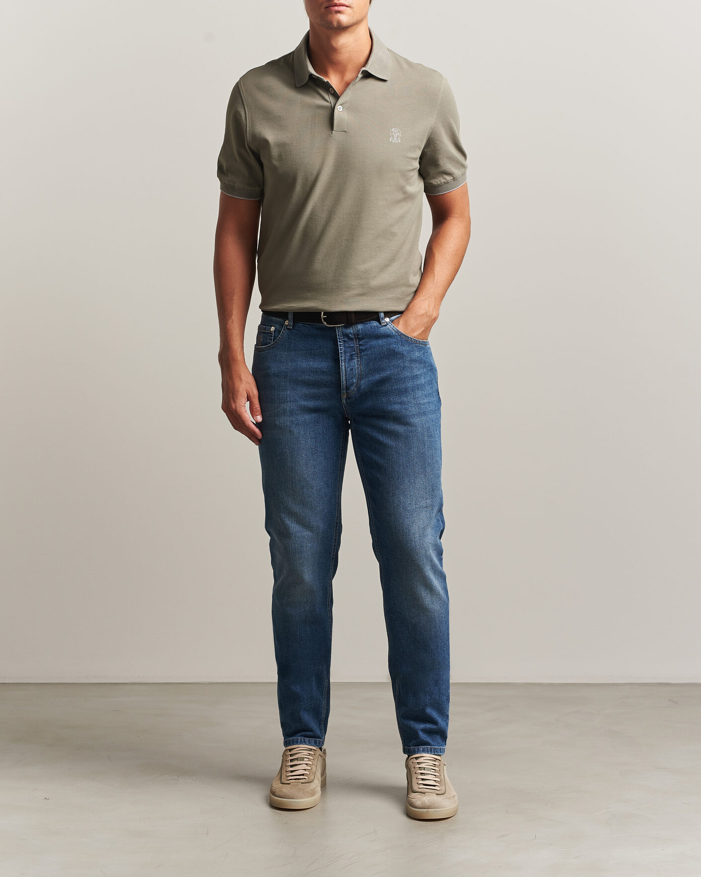 Herre | Pikéer | Brunello Cucinelli | Short Sleeve Logo Polo Olive