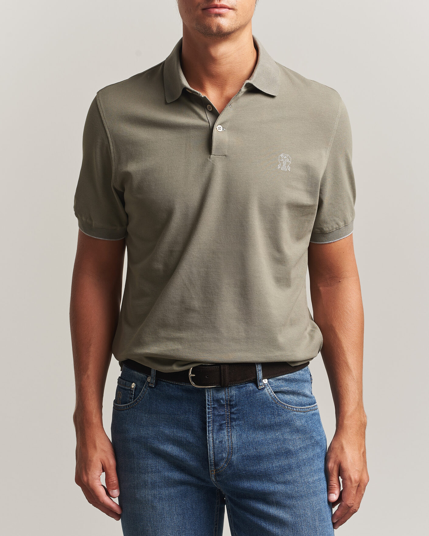 Herre | Pikéer | Brunello Cucinelli | Short Sleeve Logo Polo Olive