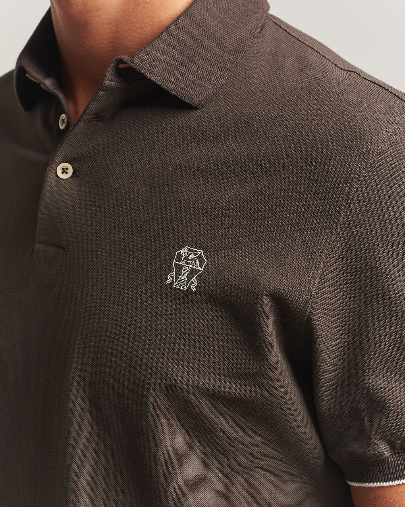 Herre | Pikéer | Brunello Cucinelli | Short Sleeve Logo Polo Dark Brown