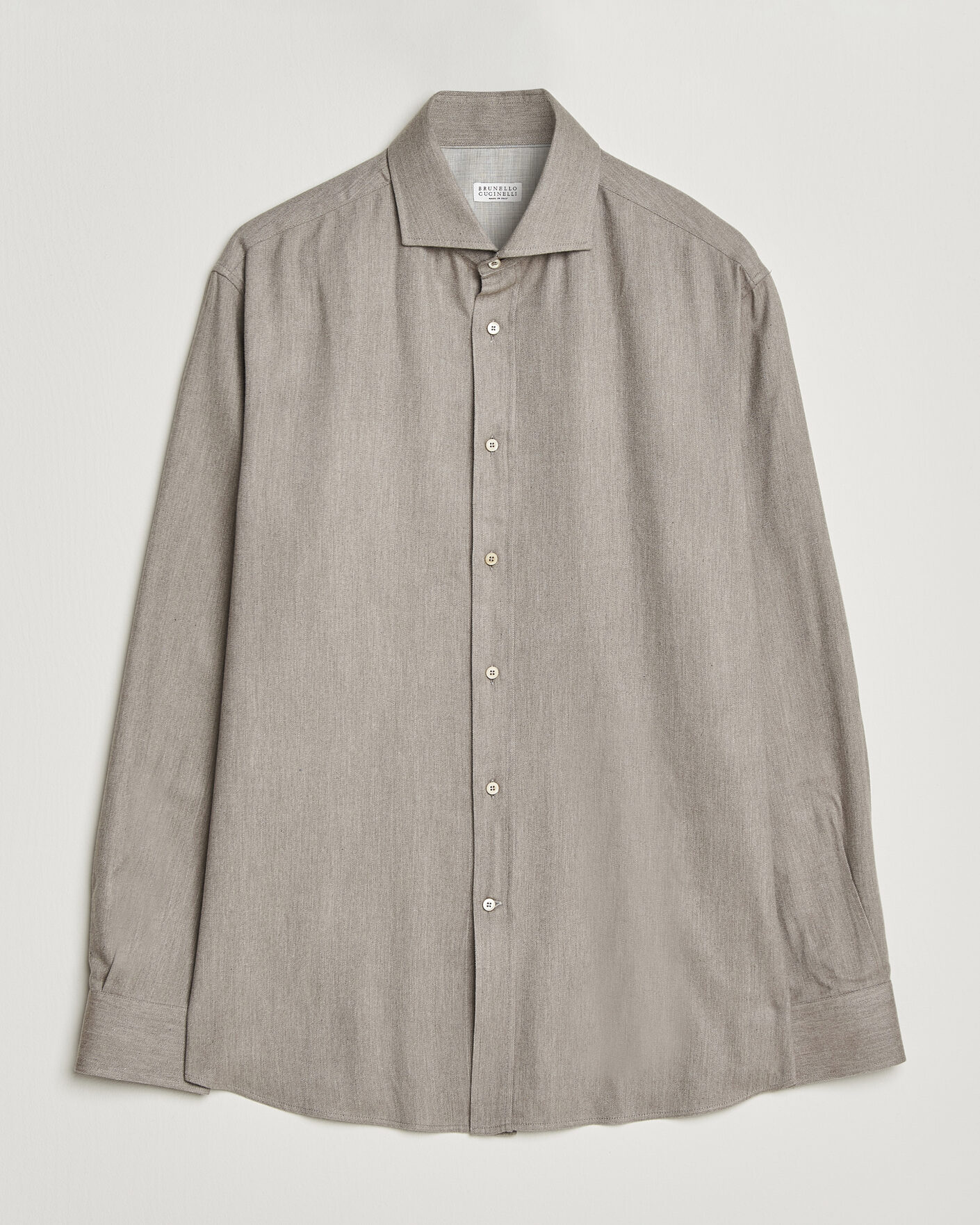 Herre | Skjorter | Brunello Cucinelli | Cotton Flannel Shirt Granite