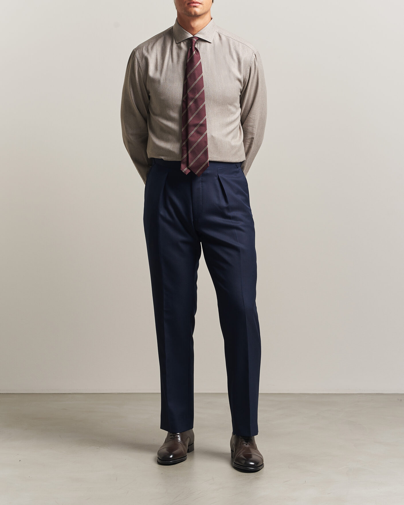 Herre | Skjorter | Brunello Cucinelli | Cotton Flannel Shirt Granite
