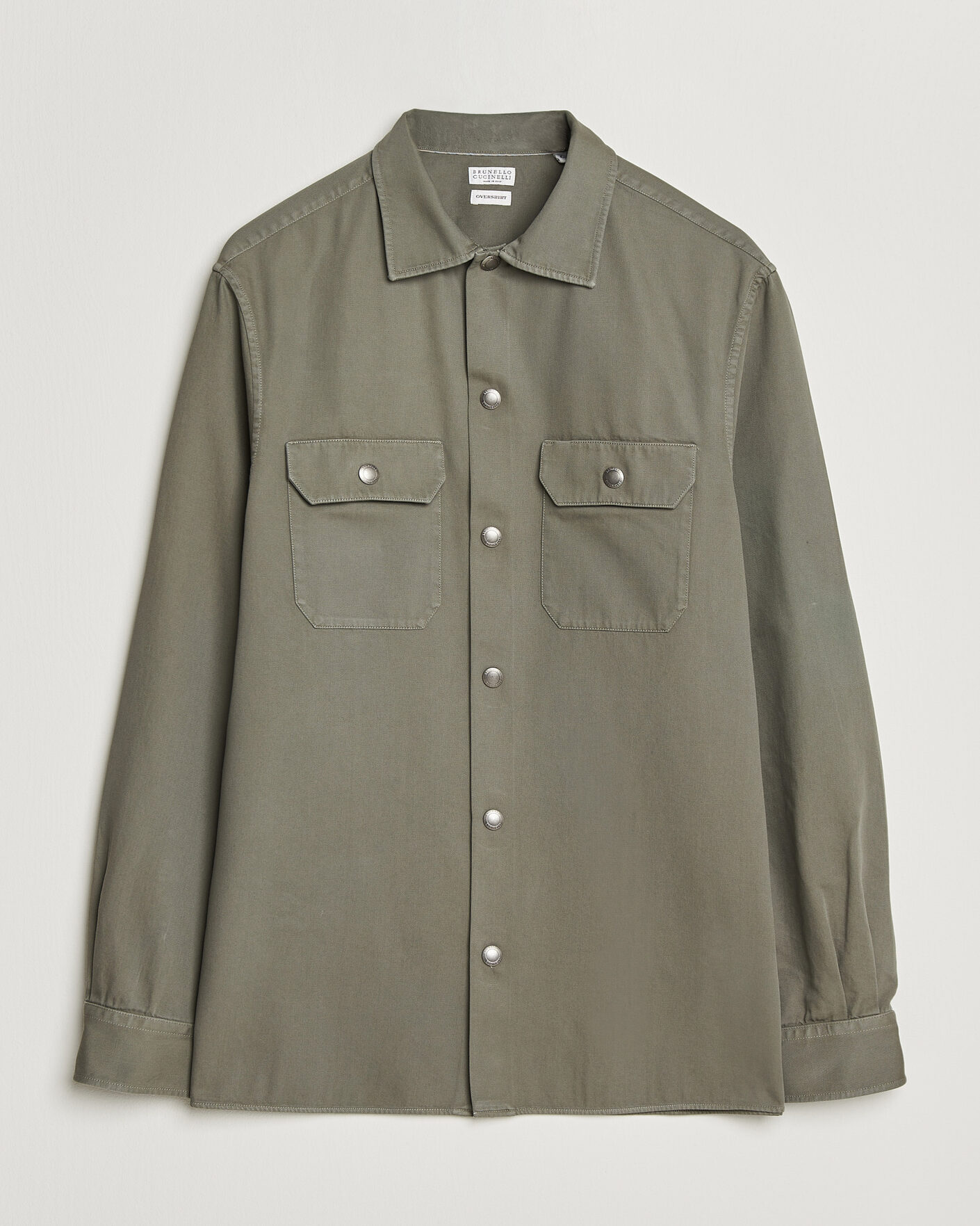 Herre | Skjorter | Brunello Cucinelli | Twill Cotton Overshirt Olive