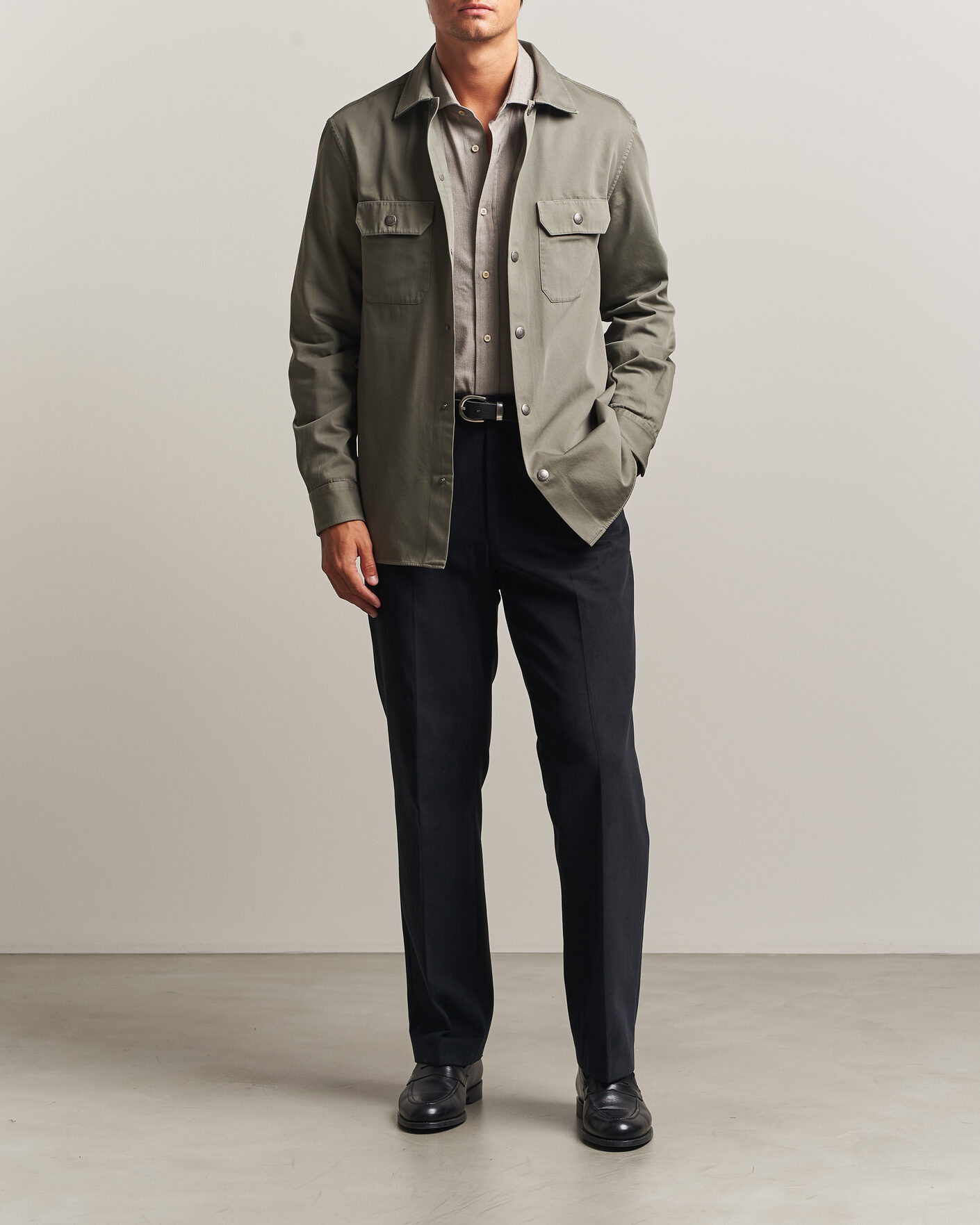 Herre | Skjorter | Brunello Cucinelli | Twill Cotton Overshirt Olive
