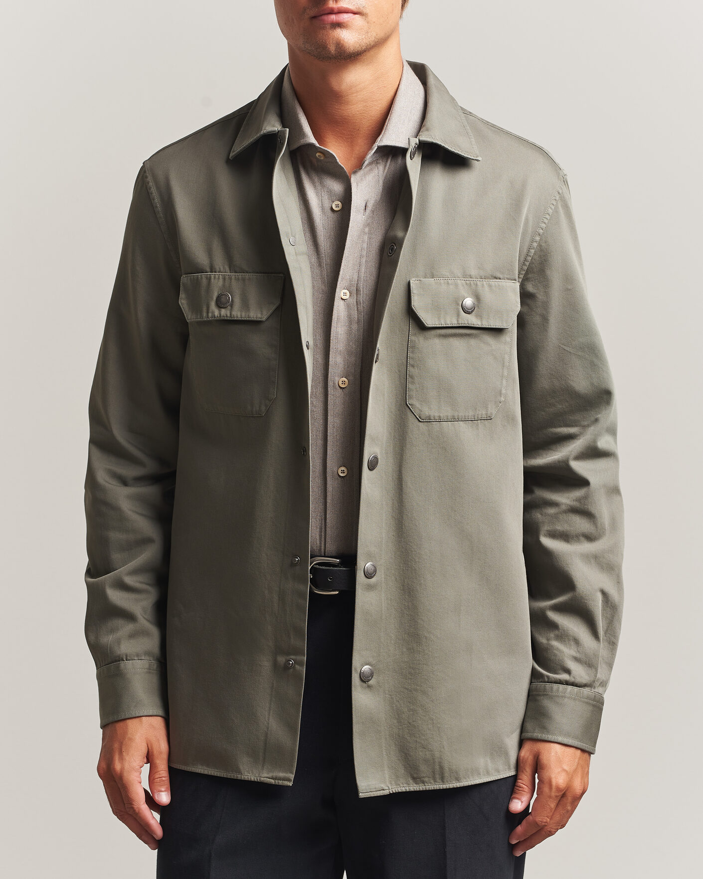 Herre | Skjorter | Brunello Cucinelli | Twill Cotton Overshirt Olive