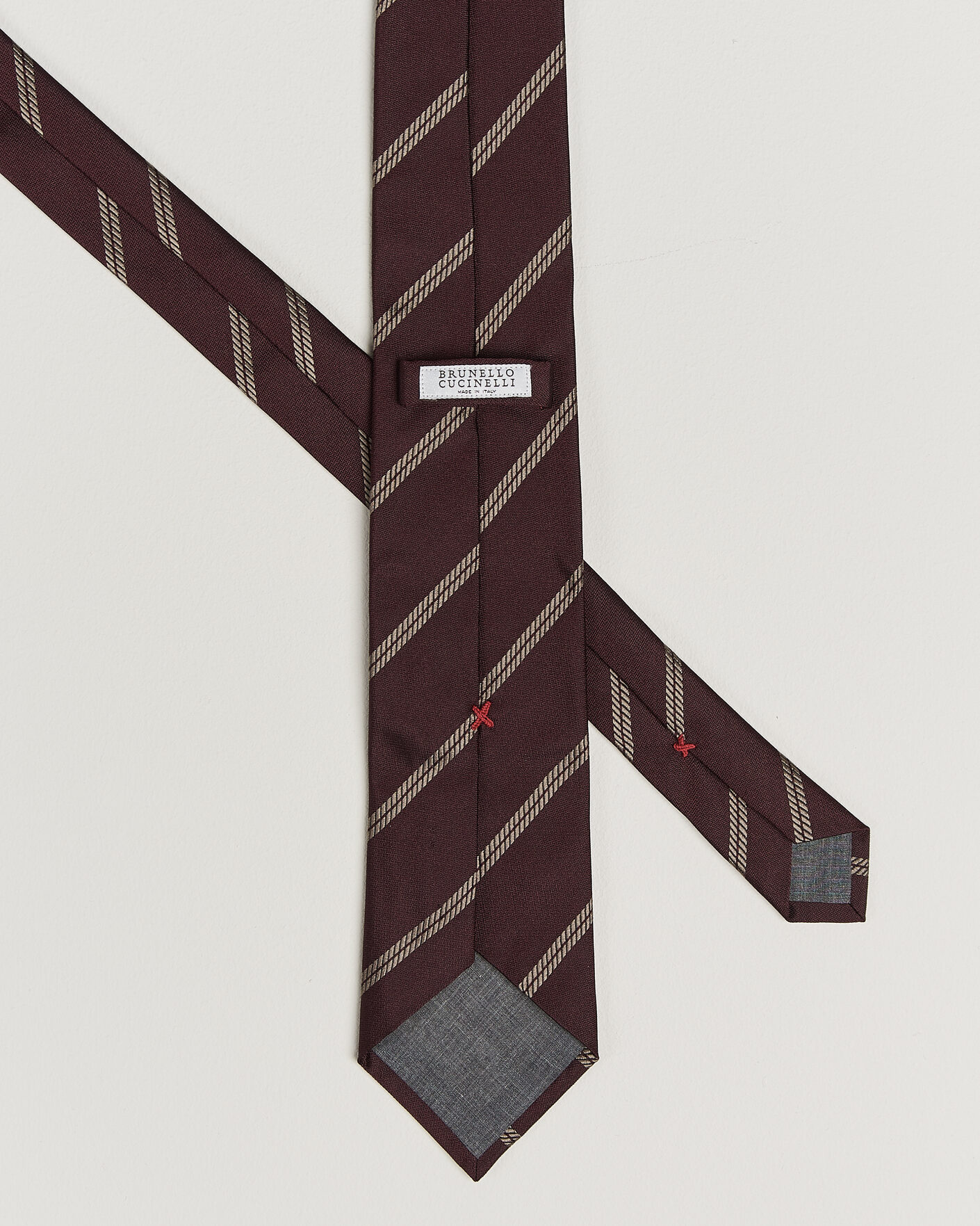 Herre | Slips | Brunello Cucinelli | Regimental Stripe Silk Tie Burgundy