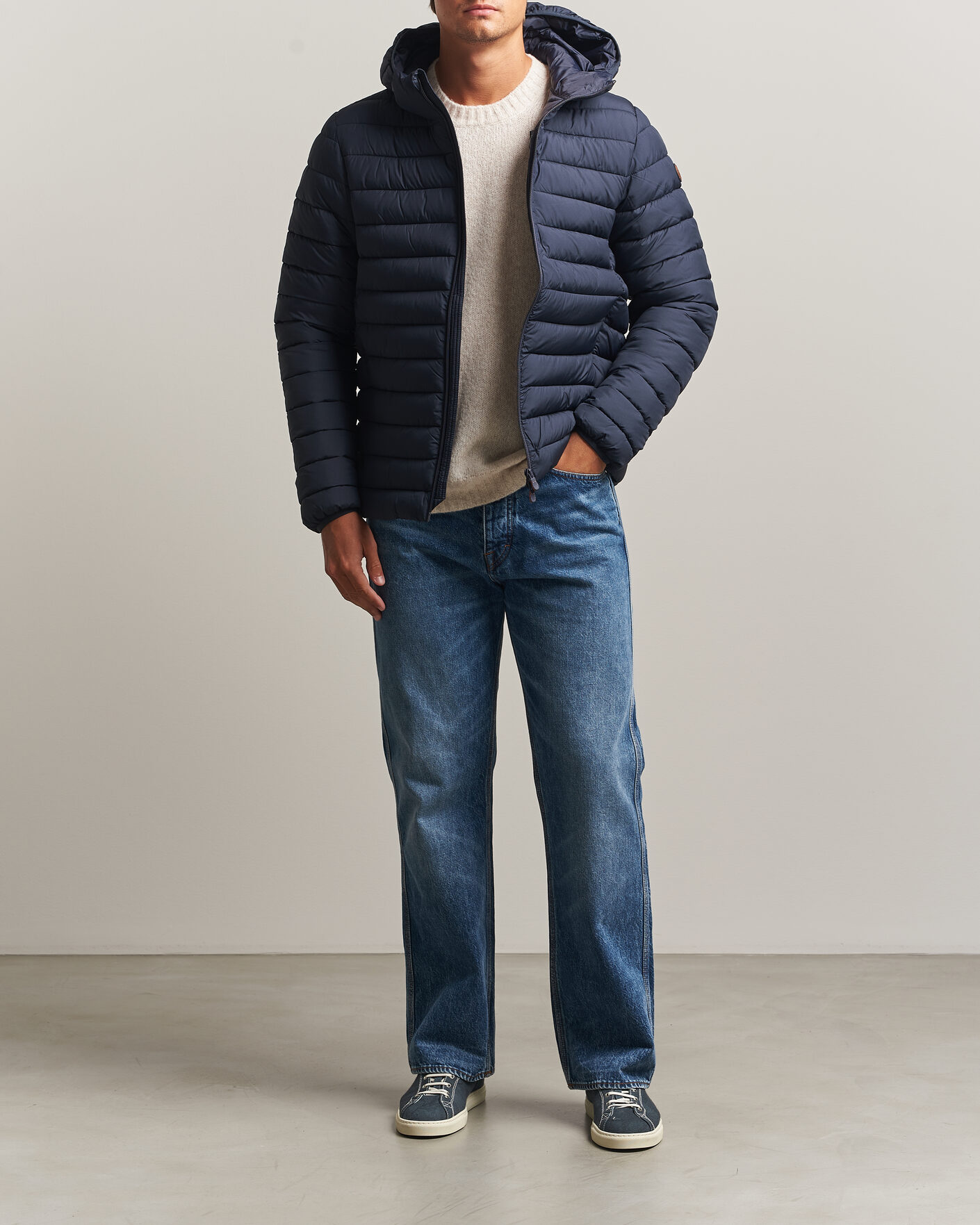 Herre | Jakker | Save The Duck | Juncus Matt Lightweight Hood Jacket Blue Black