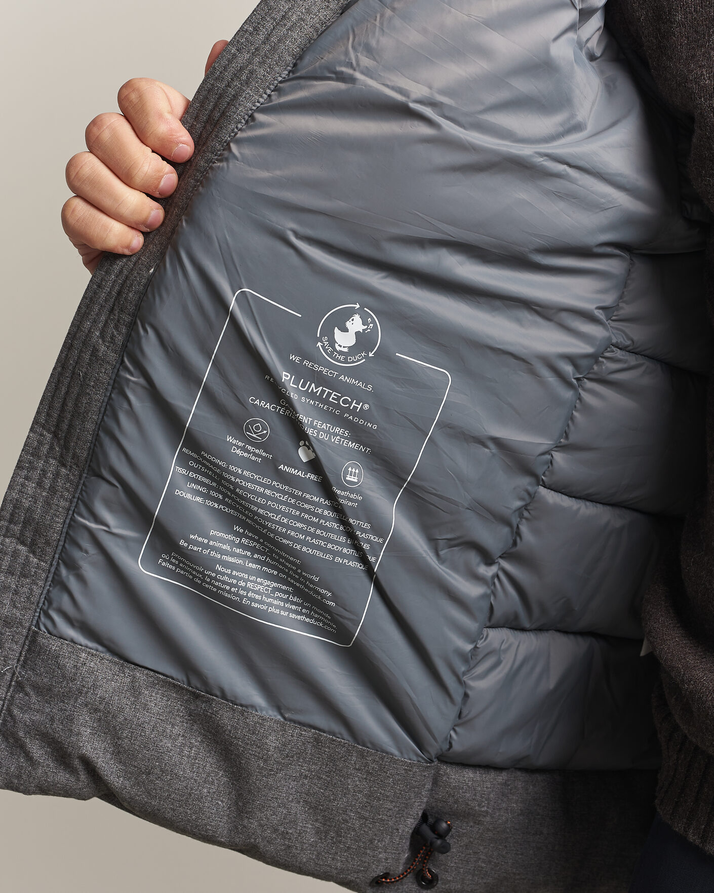 Herre | Jakker | Save The Duck | Constantin Padded Flannel Jacket Mid Grey Melange