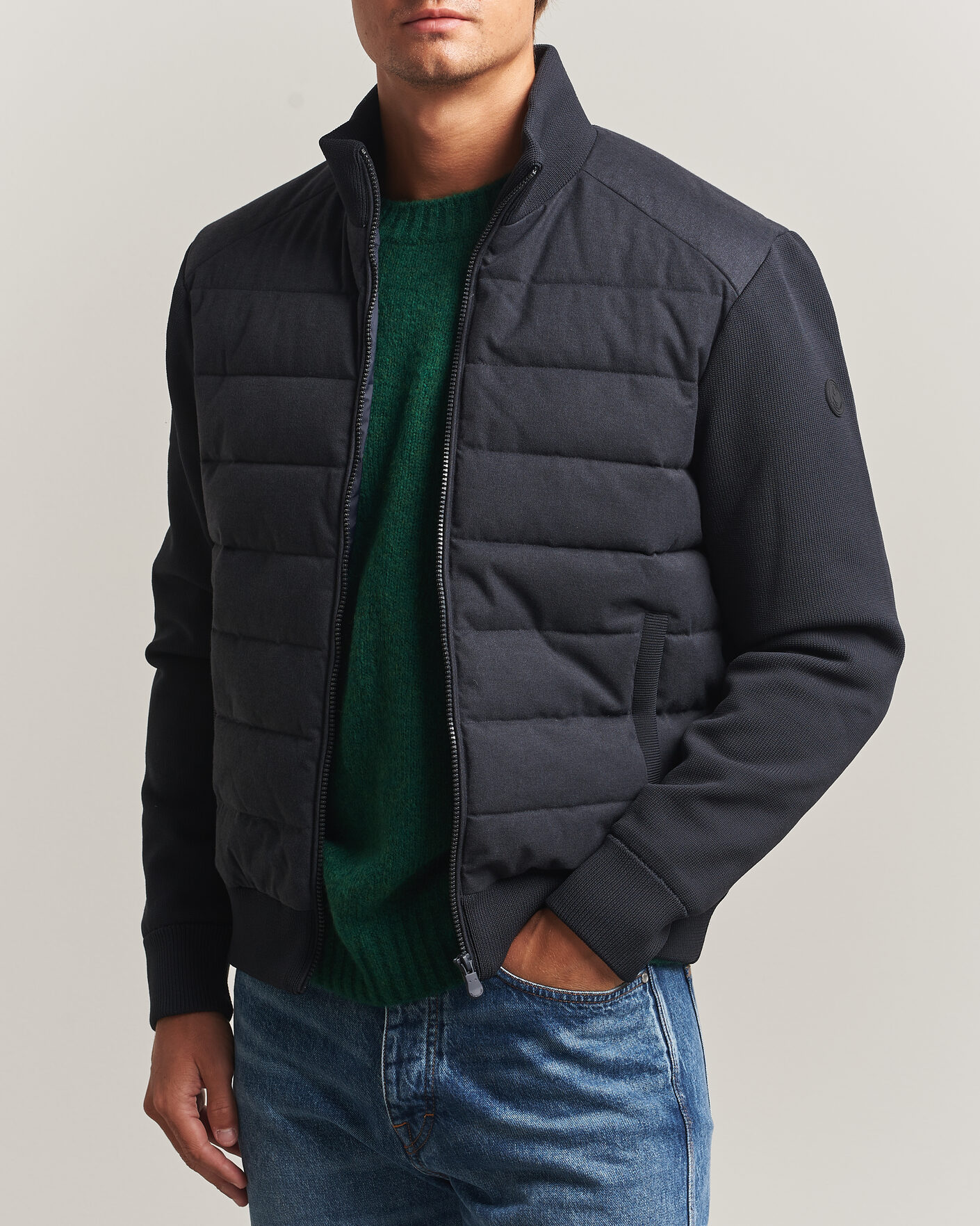 Herre | Jakker | Save The Duck | Lasse Padded Hybrid Jacket Navy Blue Melange