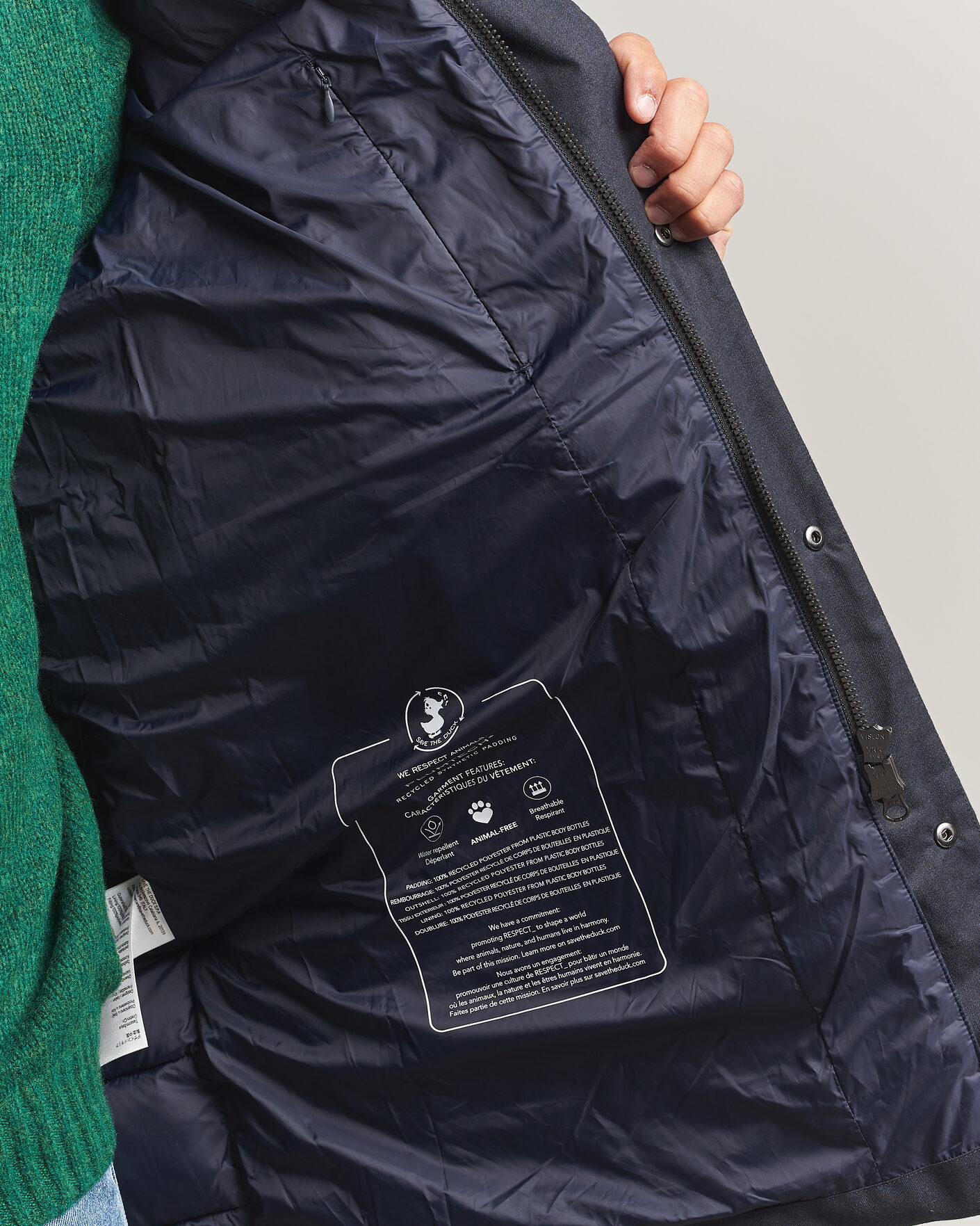 Herre | Jakker | Save The Duck | Byrne Padded Flannel Coat Navy Blue Melange