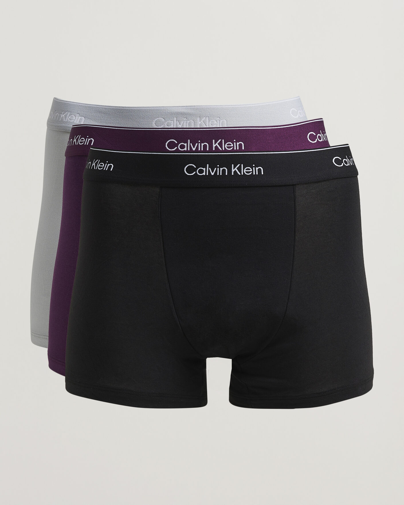 Herre | Undertøy | Calvin Klein | 3-Pack Icon Cotton Stretch Relaxed Trunk Black/Grey/Purple
