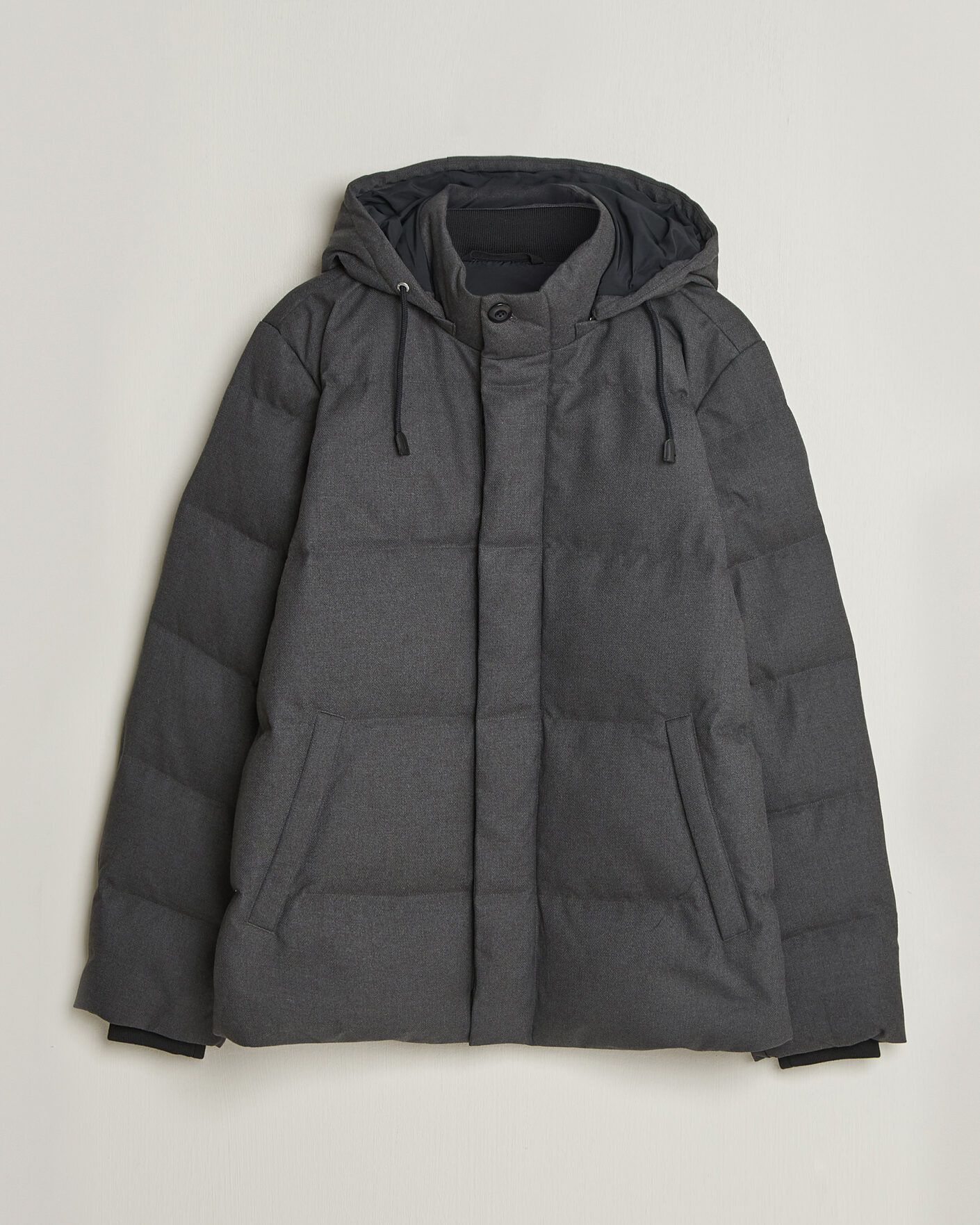 Herre | Jakker | Gant | Flannel Down Hooded Jacket Black Grey