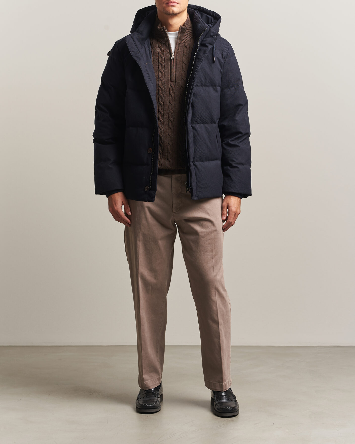 Herre | Jakker | Gant | Flannel Down Hooded Jacket Evening Blue