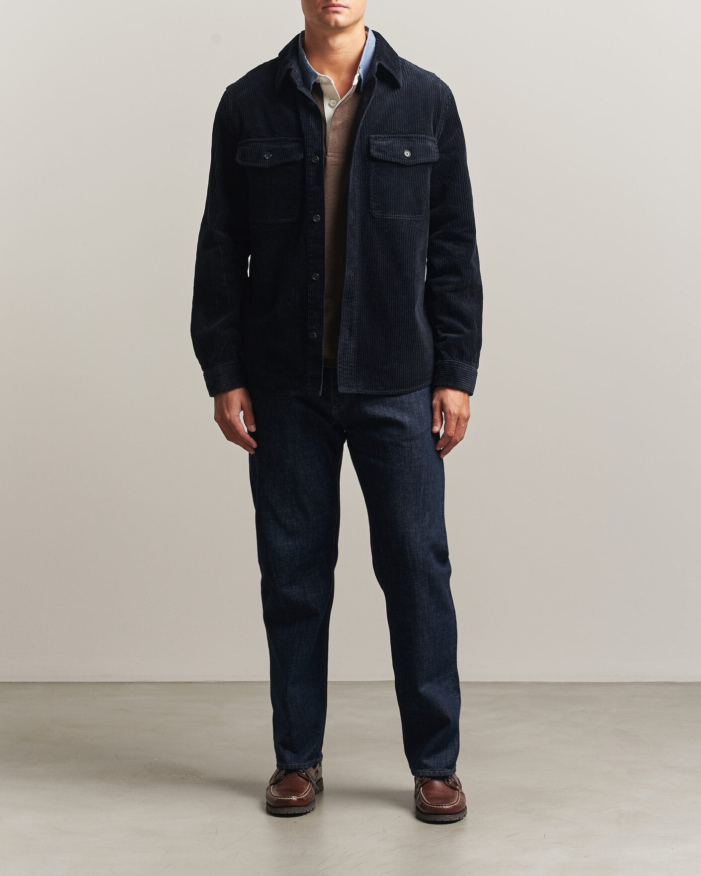 Herre | Skjorter | Gant | Regular Fit Corduroy Overshirt Evening Blue