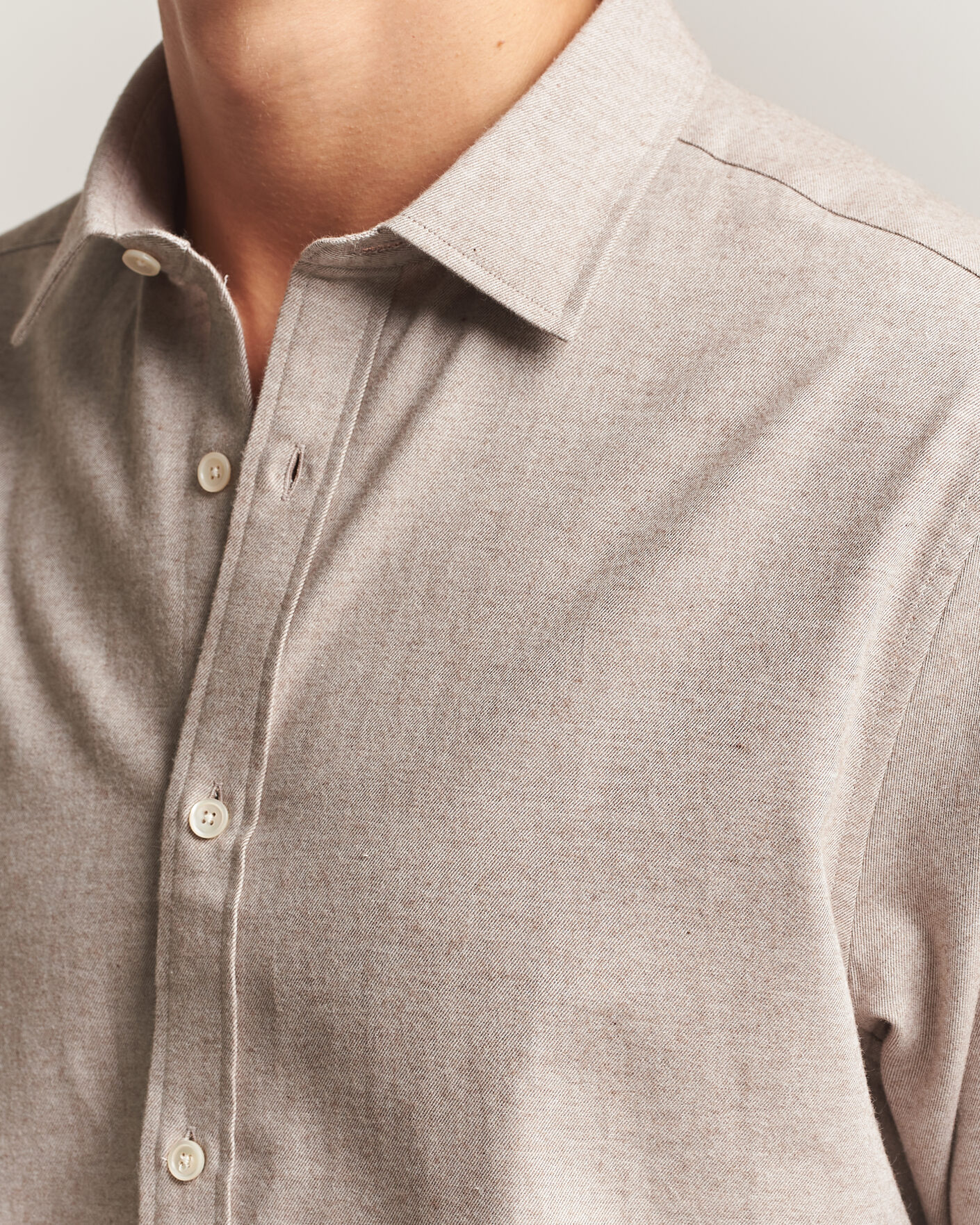 Herre | Skjorter | Gant | Regular Fit Flannel Shirt Light Brown Melange