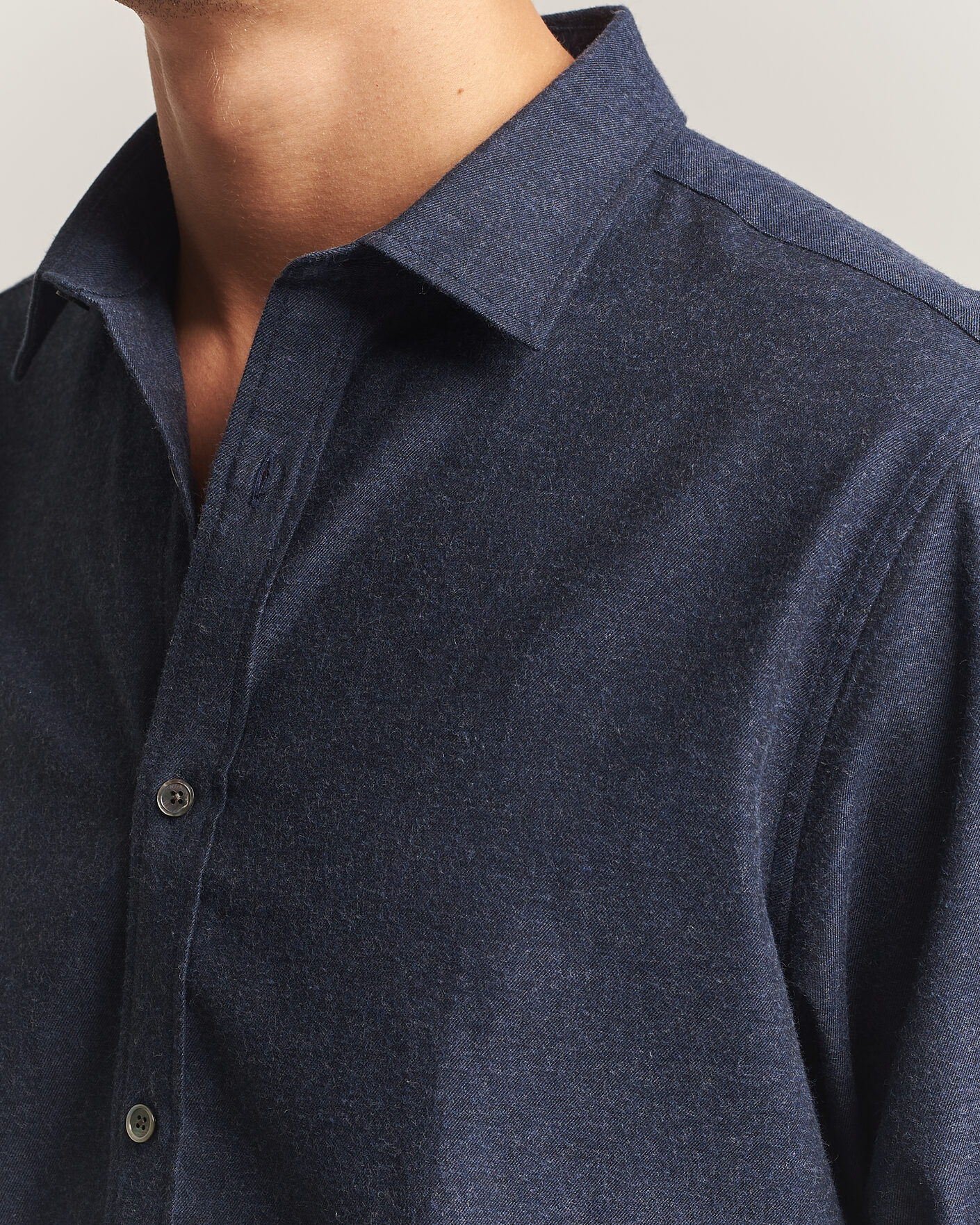 Herre | Skjorter | Gant | Regular Fit Flannel Shirt Dark Navy Melange