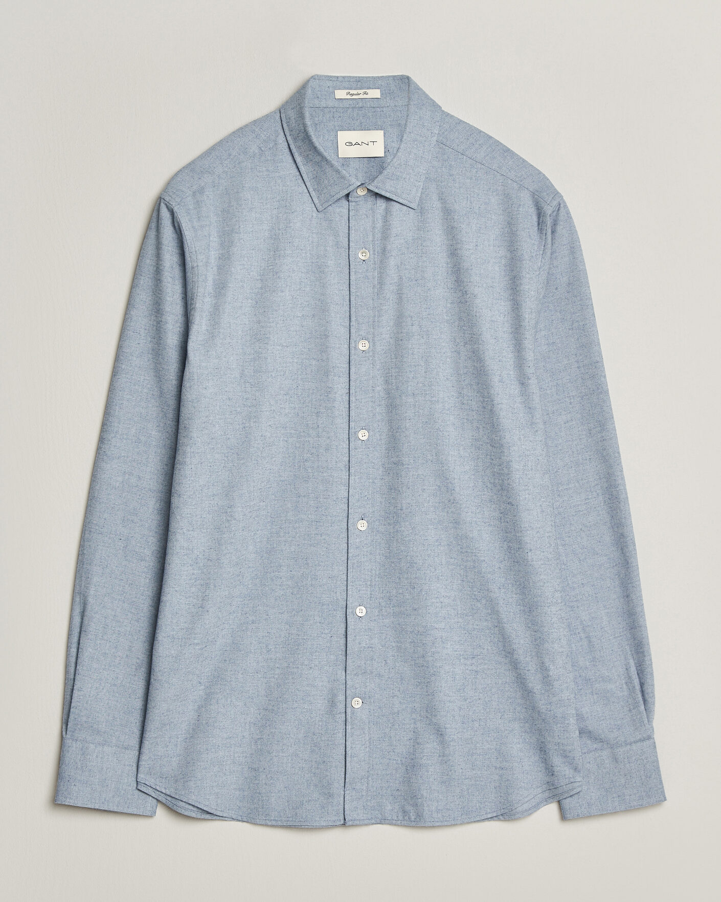 Herre | Skjorter | Gant | Regular Fit Flannel Shirt Light Blue Melange