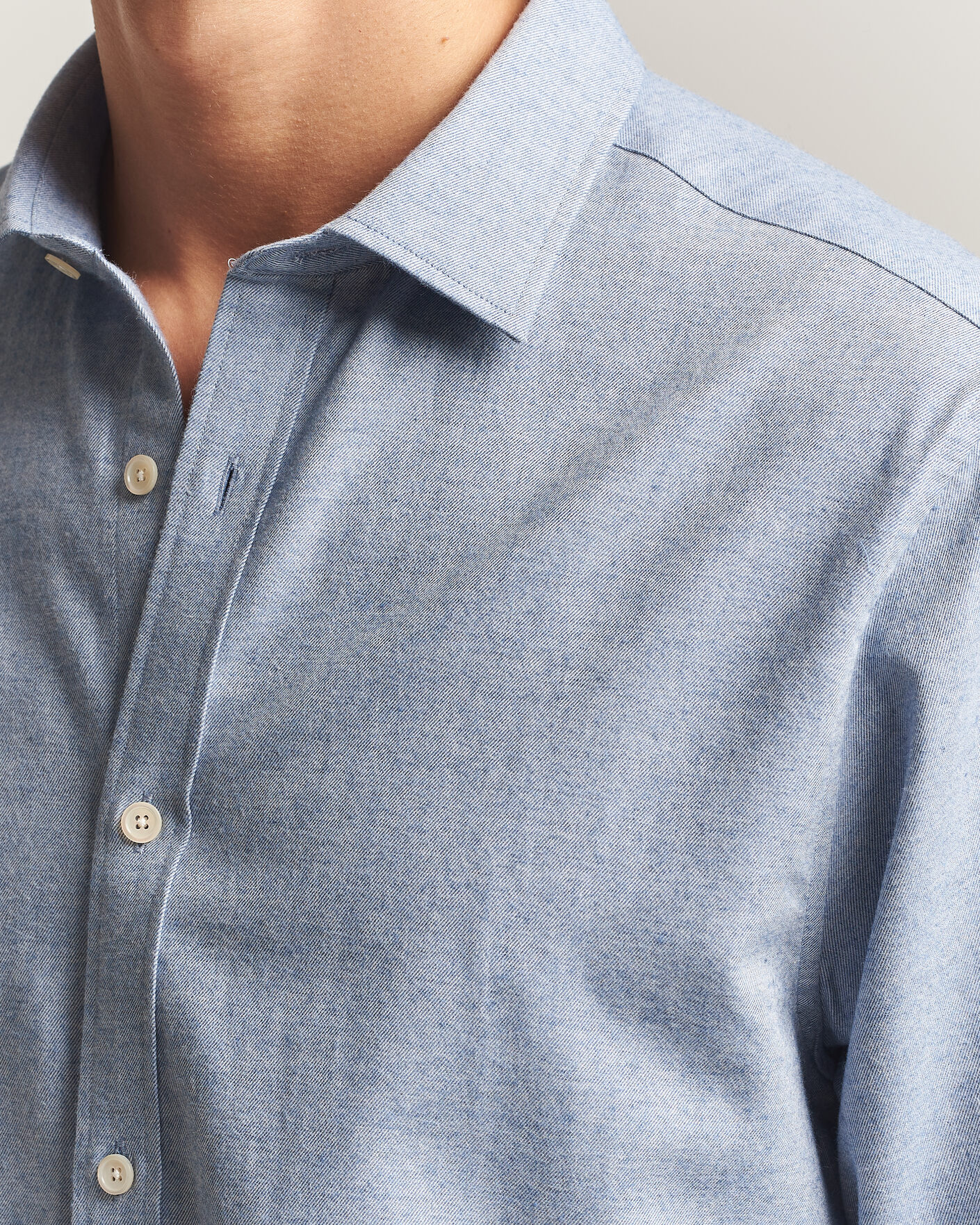 Herre | Skjorter | Gant | Regular Fit Flannel Shirt Light Blue Melange