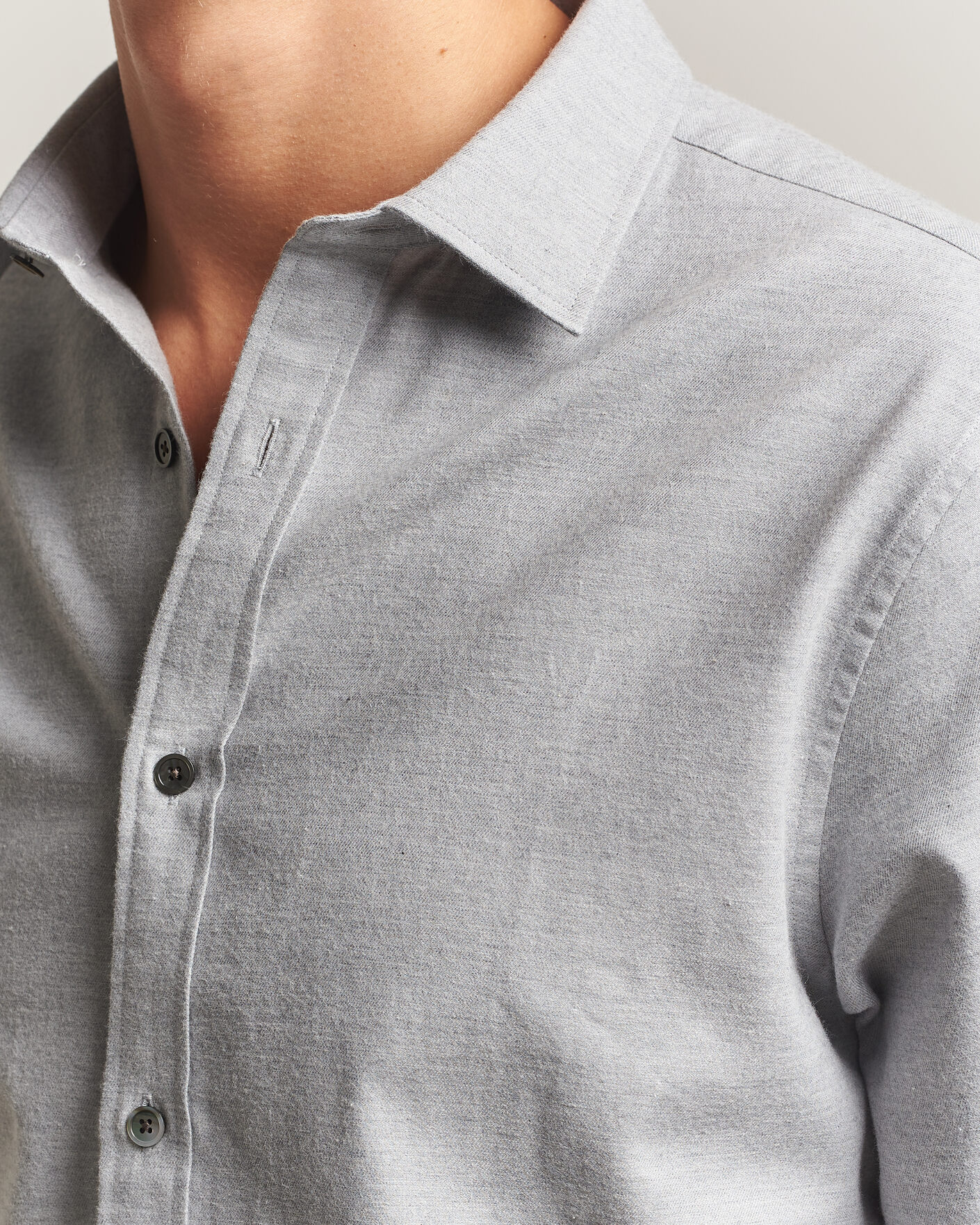 Herre | Skjorter | Gant | Regular Fit Flannel Shirt Grey Melange
