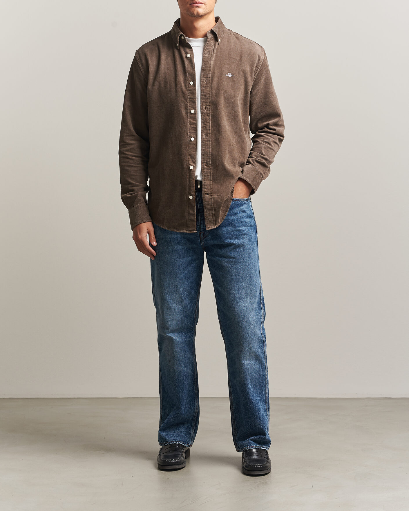Herre | Skjorter | Gant | Regular Fit Corduroy Shirt Faded Taupe