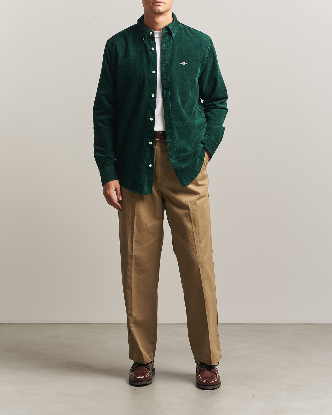 Herre | Skjorter | Gant | Regular Fit Corduroy Shirt Tartan Green