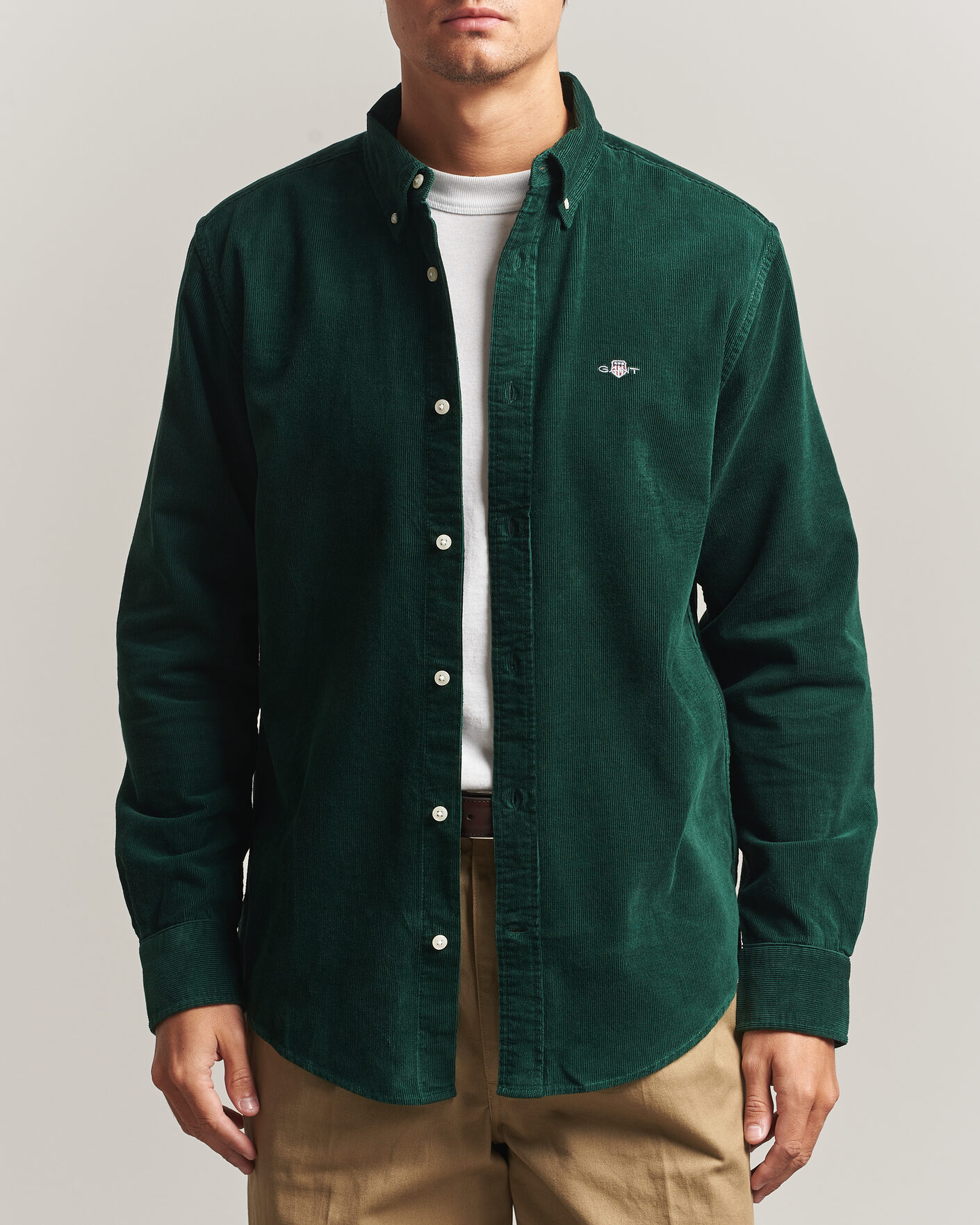 Herre | Skjorter | Gant | Regular Fit Corduroy Shirt Tartan Green