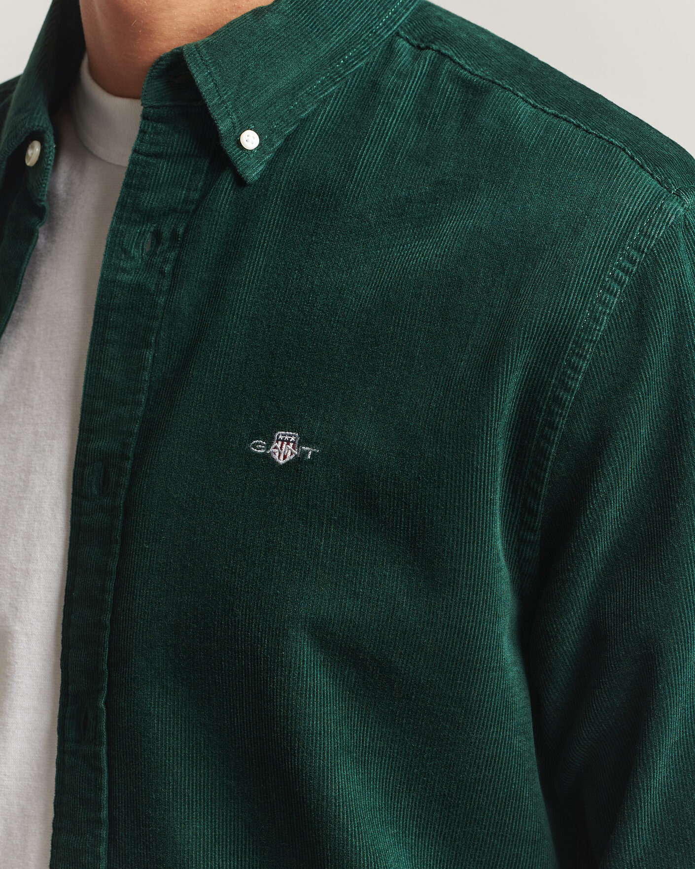 Herre | Skjorter | Gant | Regular Fit Corduroy Shirt Tartan Green