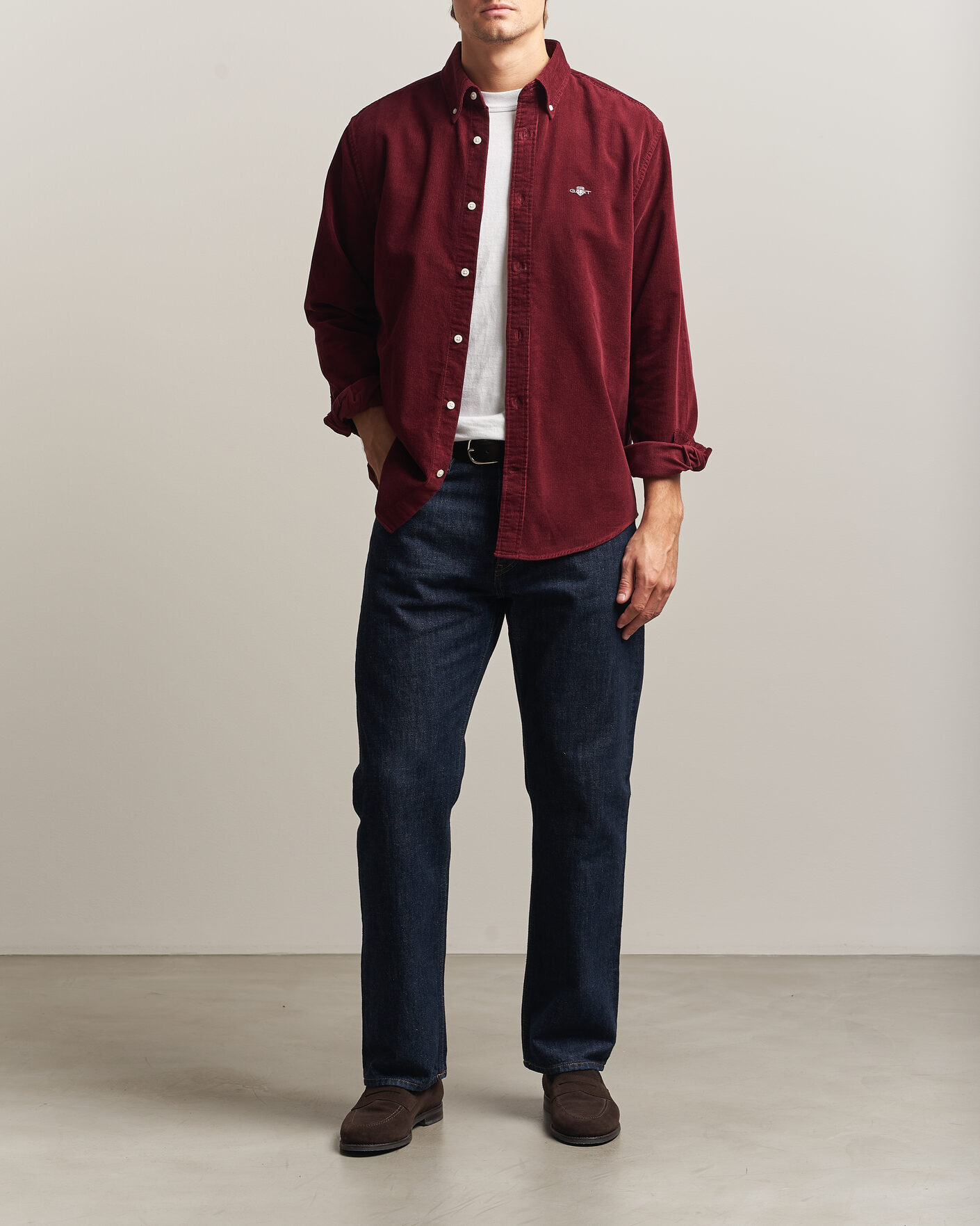 Herre | Skjorter | Gant | Regular Fit Corduroy Shirt Deep Grape Wine
