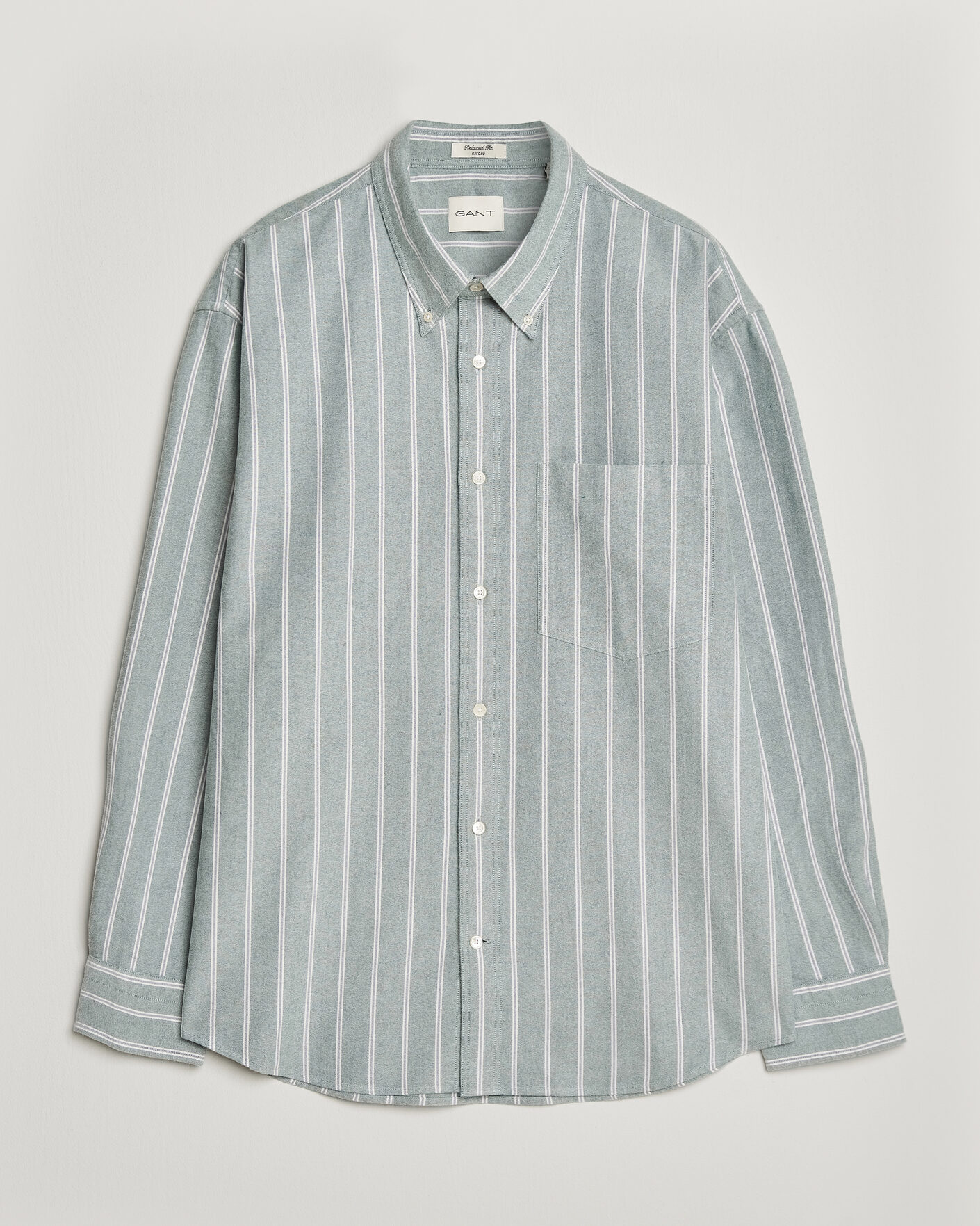 Herre | Skjorter | Gant | Relaxed Fit Brushed Oxford Striped Shirt Dark Emerald