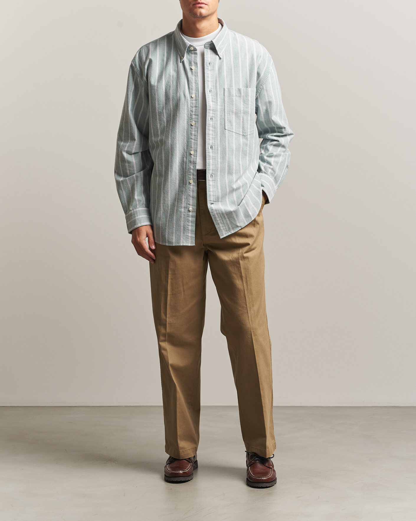Herre | Skjorter | Gant | Relaxed Fit Brushed Oxford Striped Shirt Dark Emerald