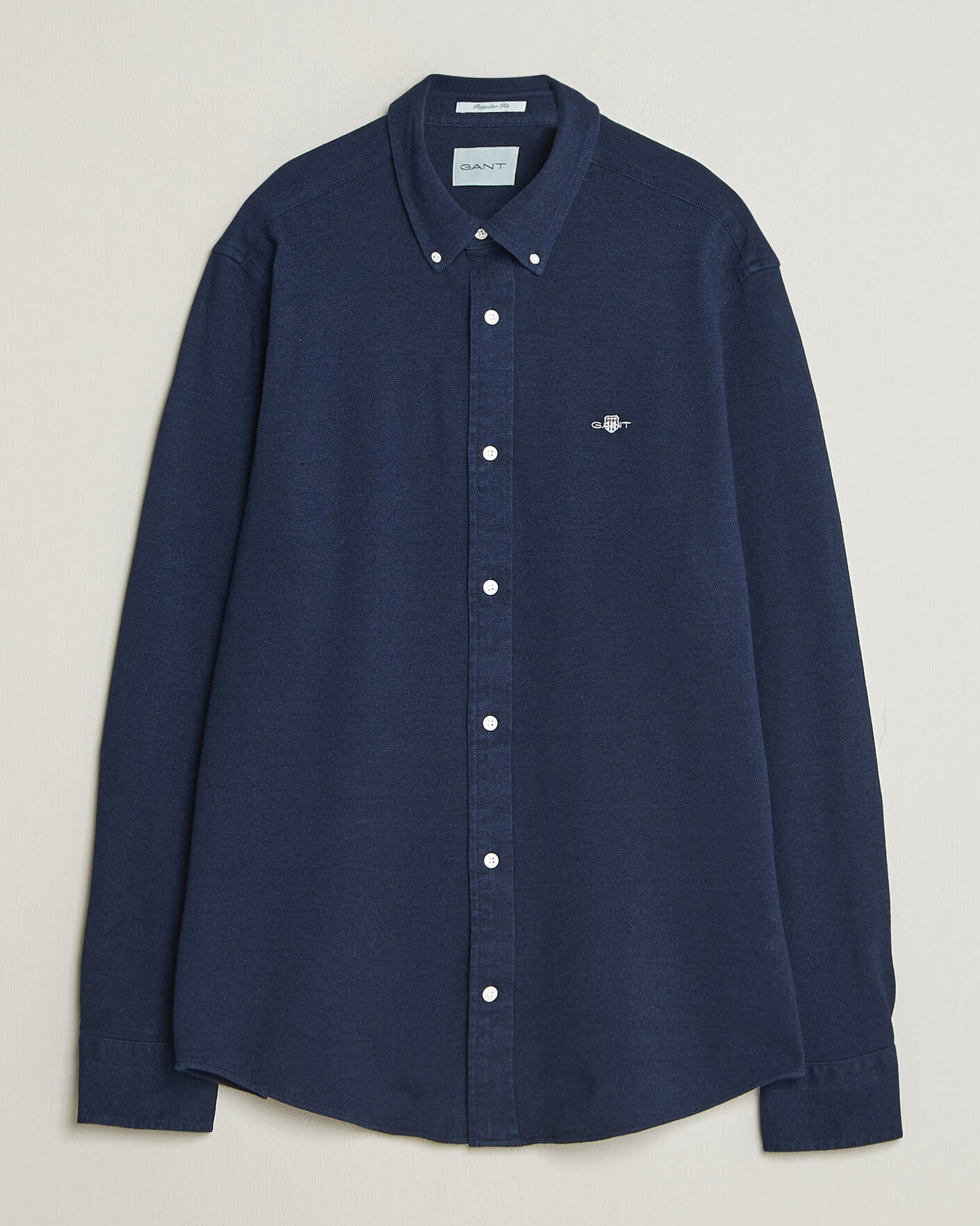 Herre | Skjorter | Gant | Regular Fit Indigo Jersey Pique Shirt Dark Blue