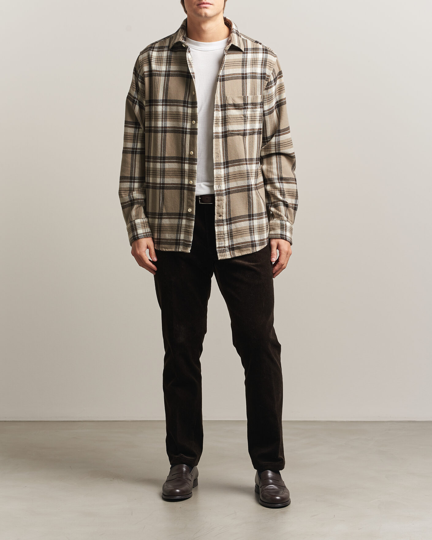 Herre | Skjorter | Gant | Regular Fit Flannel Checked Overshirt Mist Taupe