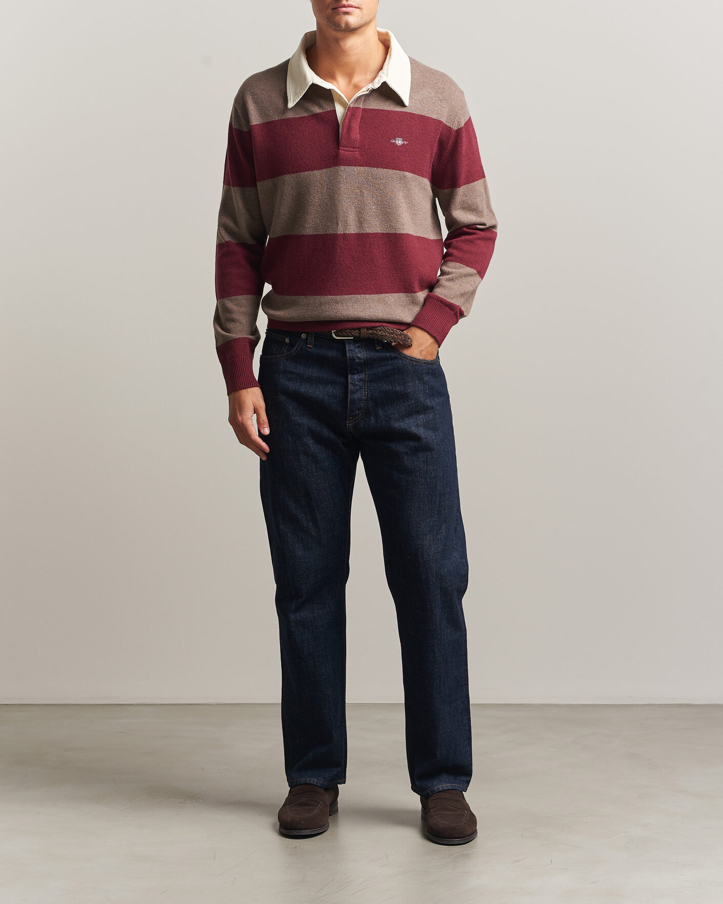 Herre | Gensere | Gant | Lambswool Barstriped Rugger Deep Grape Wine