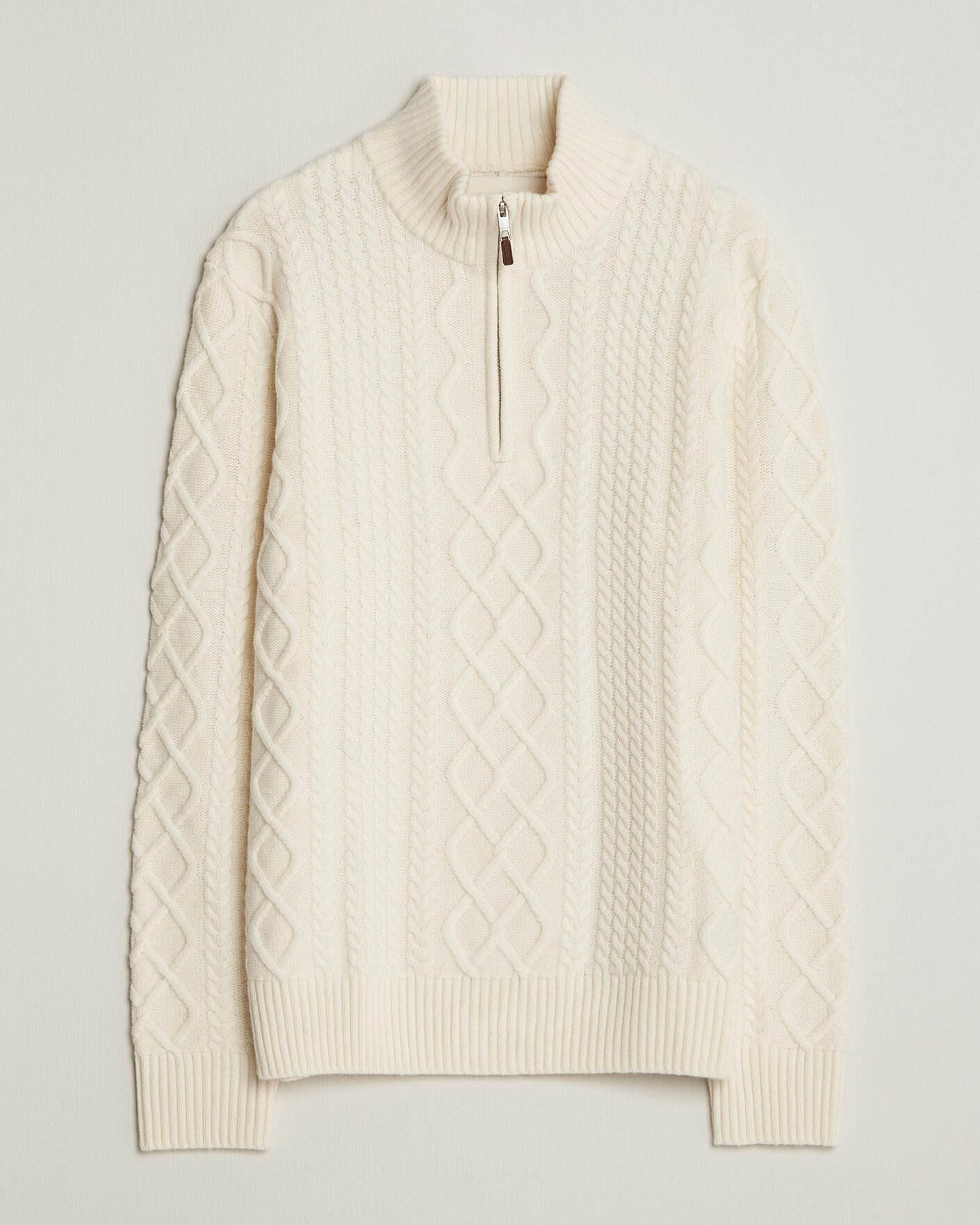 Herre | Gensere | Gant | Wool Cable Knitted Half Zip Cream