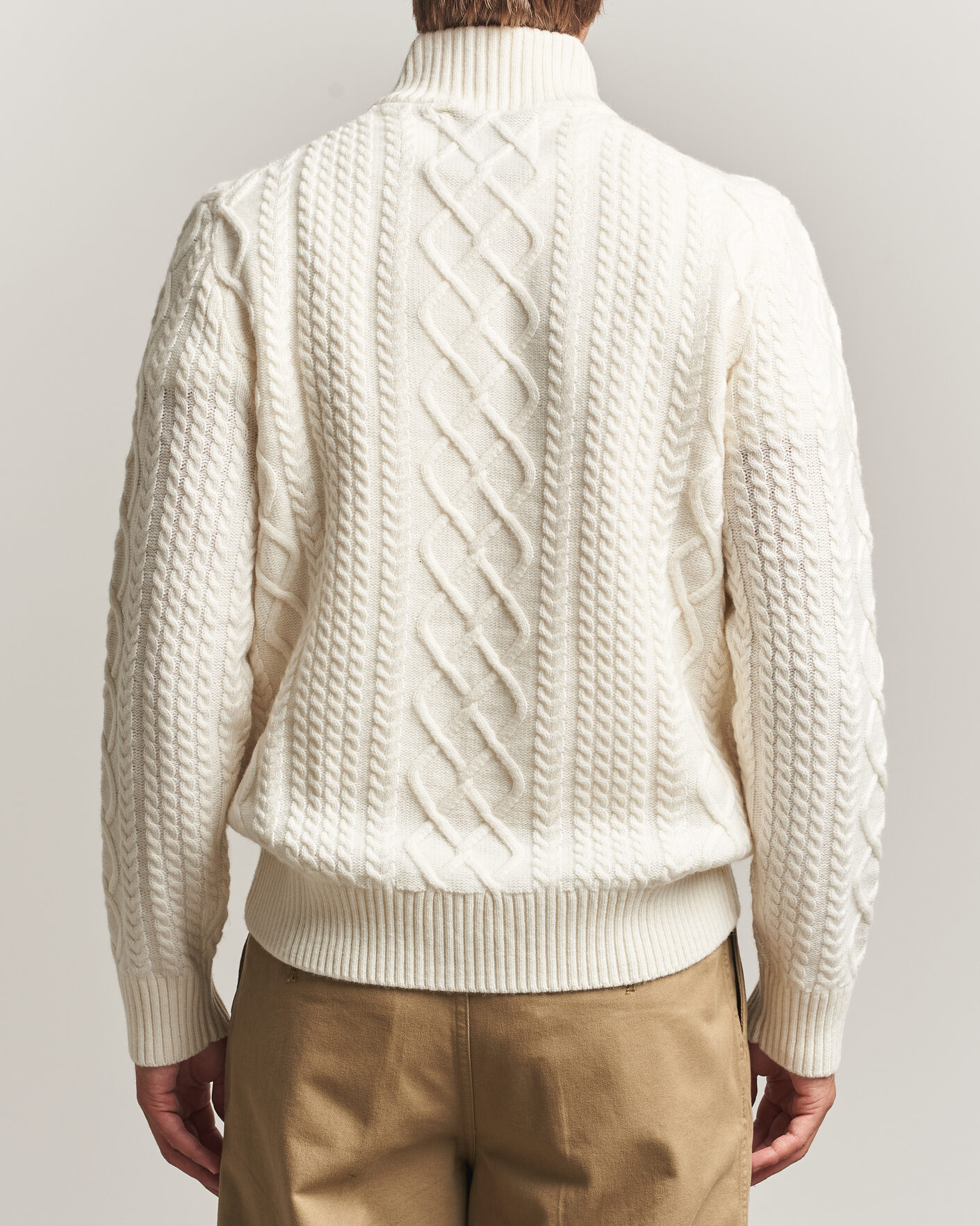 Herre | Gensere | Gant | Wool Cable Knitted Half Zip Cream