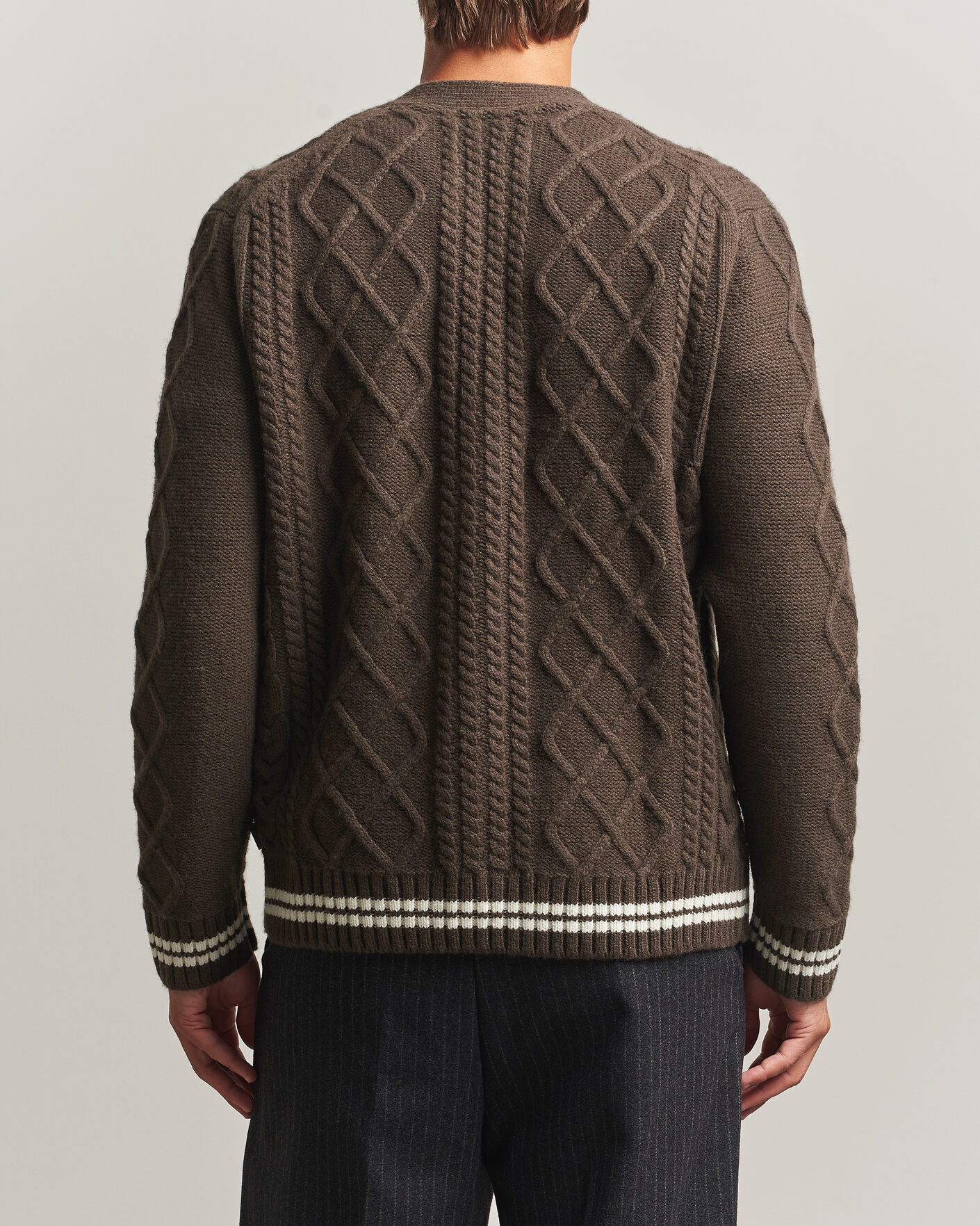 Herre | Gensere | Gant | Wool Cable Knitted Cardigan Shadow Brown