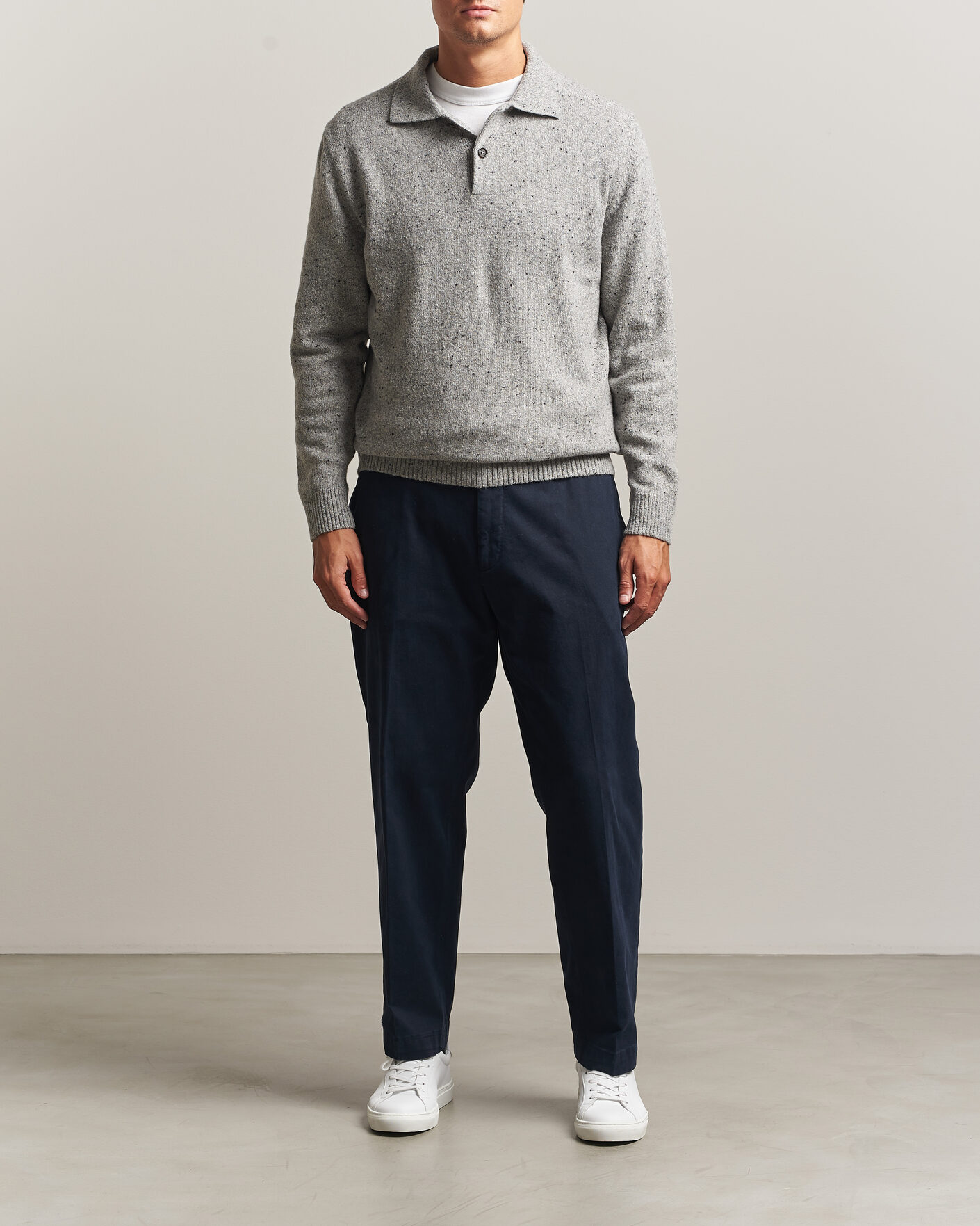 Herre | Gensere | Gant | Neps Wool Polo Grey Melange