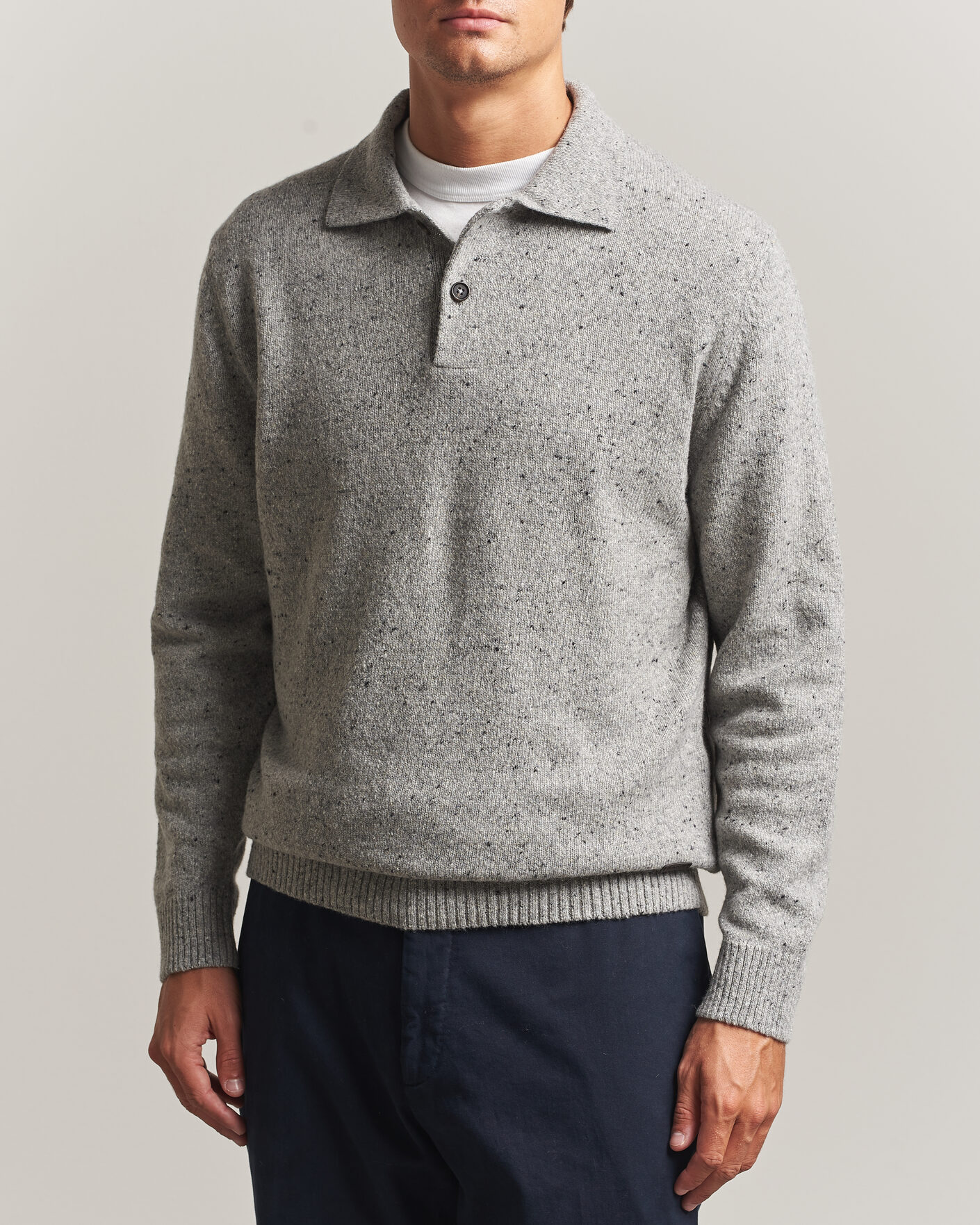 Herre | Gensere | Gant | Neps Wool Polo Grey Melange