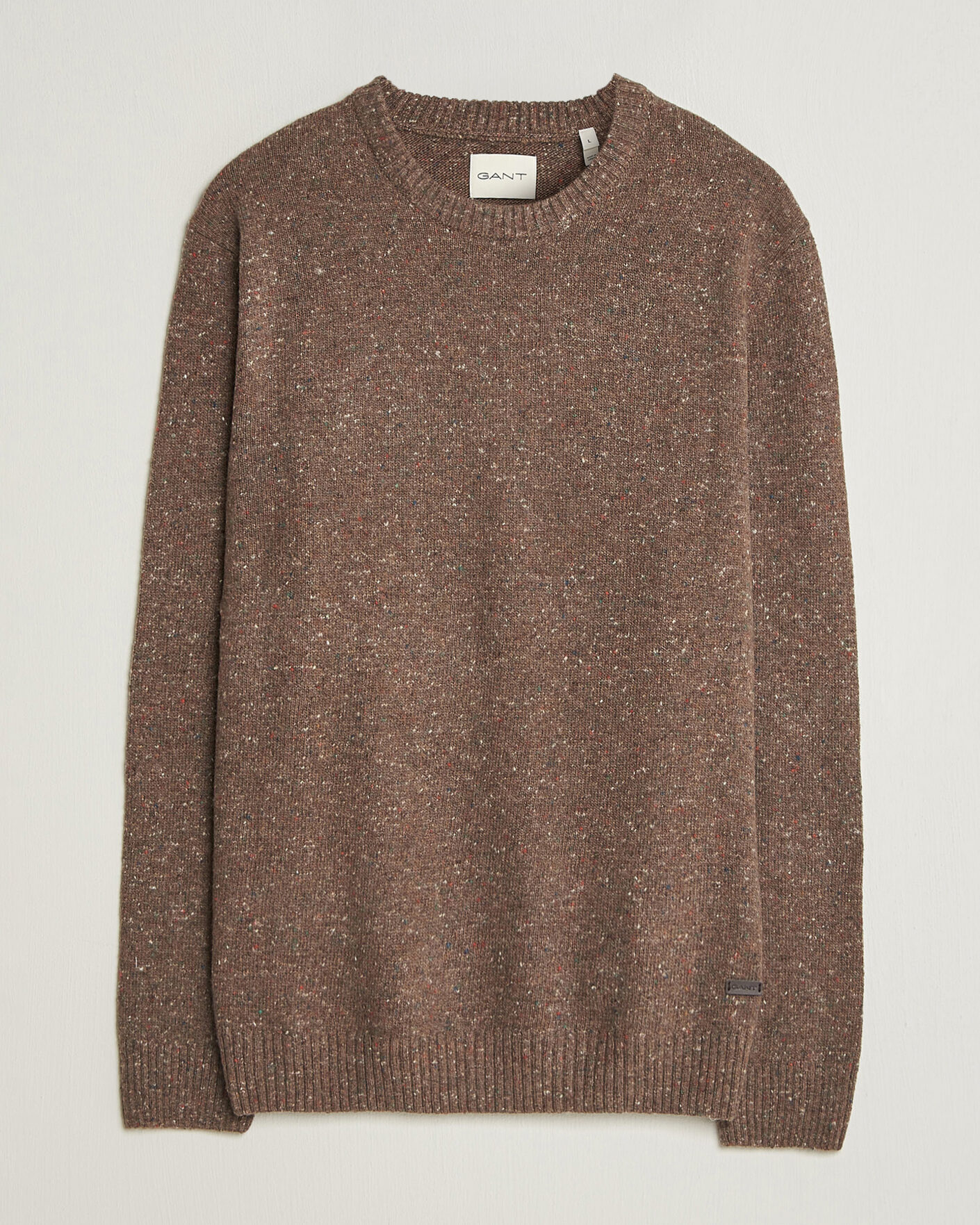 Herre | Gensere | Gant | Neps Wool Crew Neck Sweater Faded Taupe