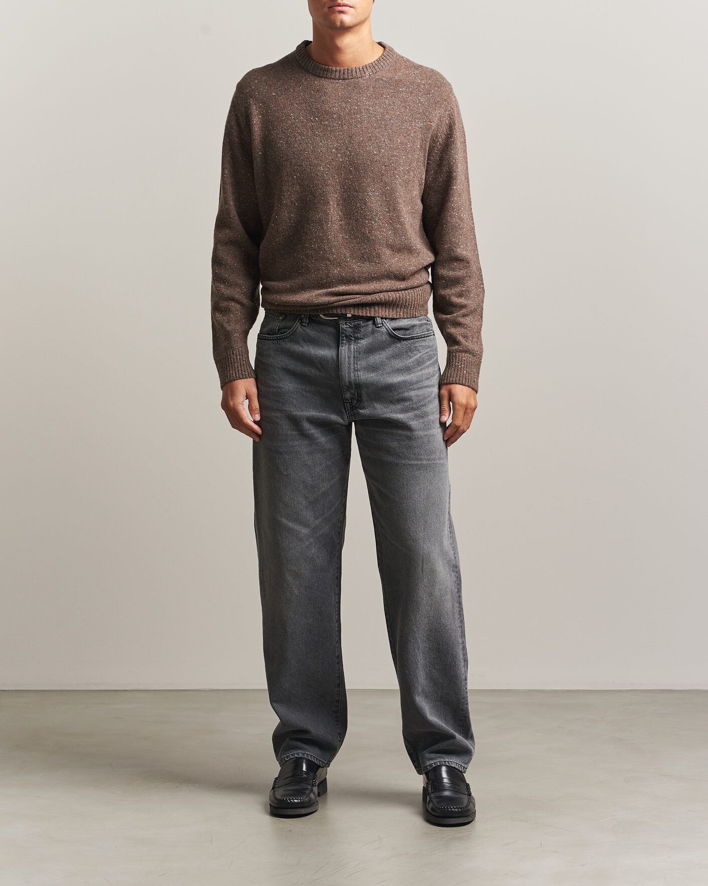 Herre | Gensere | Gant | Neps Wool Crew Neck Sweater Faded Taupe