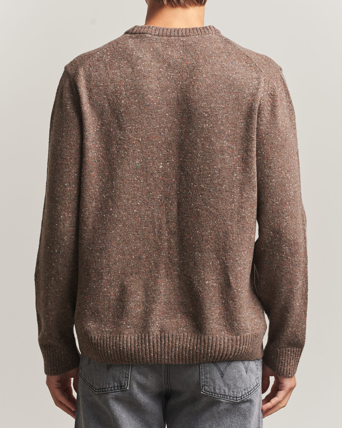 Herre | Gensere | Gant | Neps Wool Crew Neck Sweater Faded Taupe