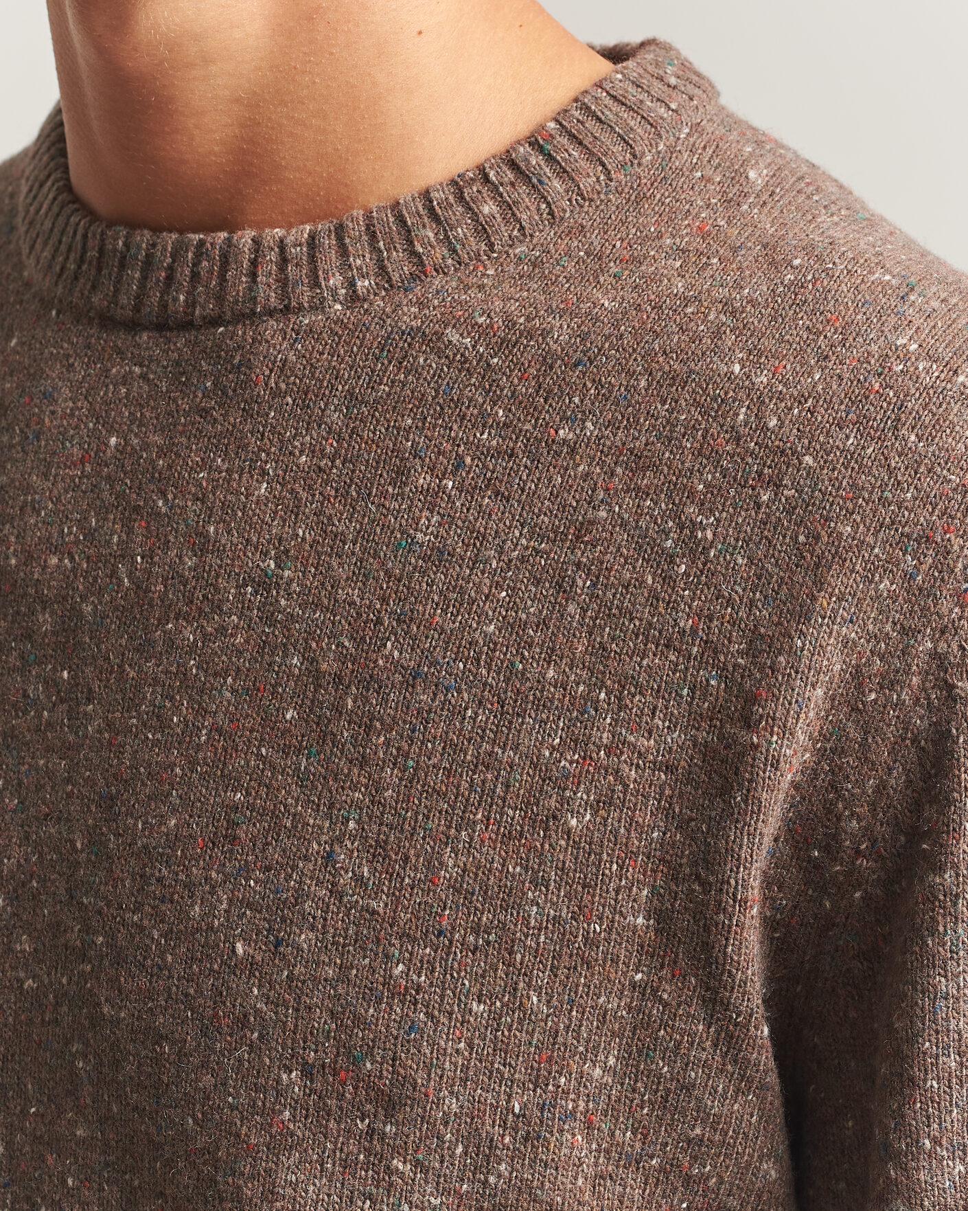 Herre | Gensere | Gant | Neps Wool Crew Neck Sweater Faded Taupe