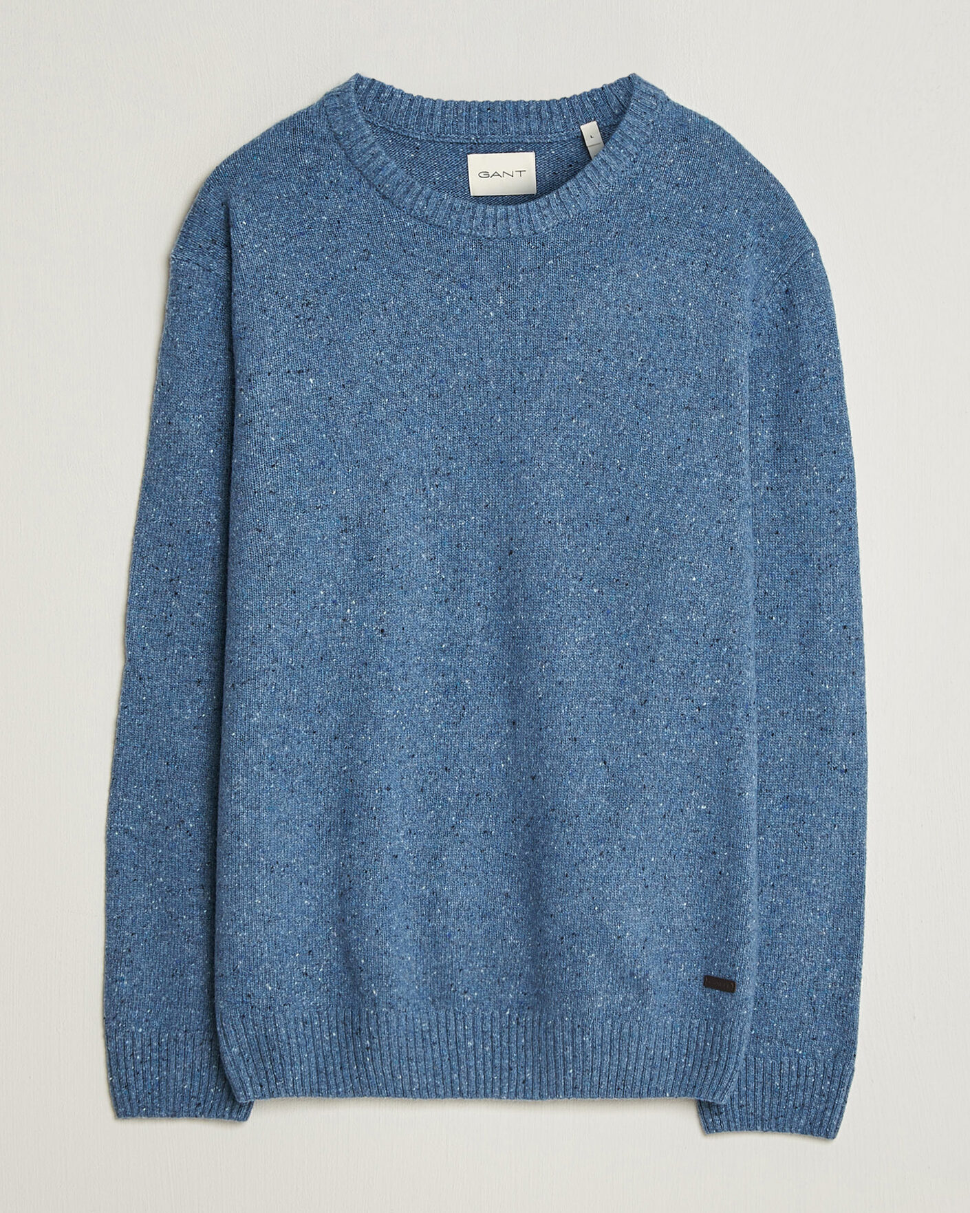 Herre | Gensere | Gant | Neps Wool Crew Neck Sweater Blue Horizon