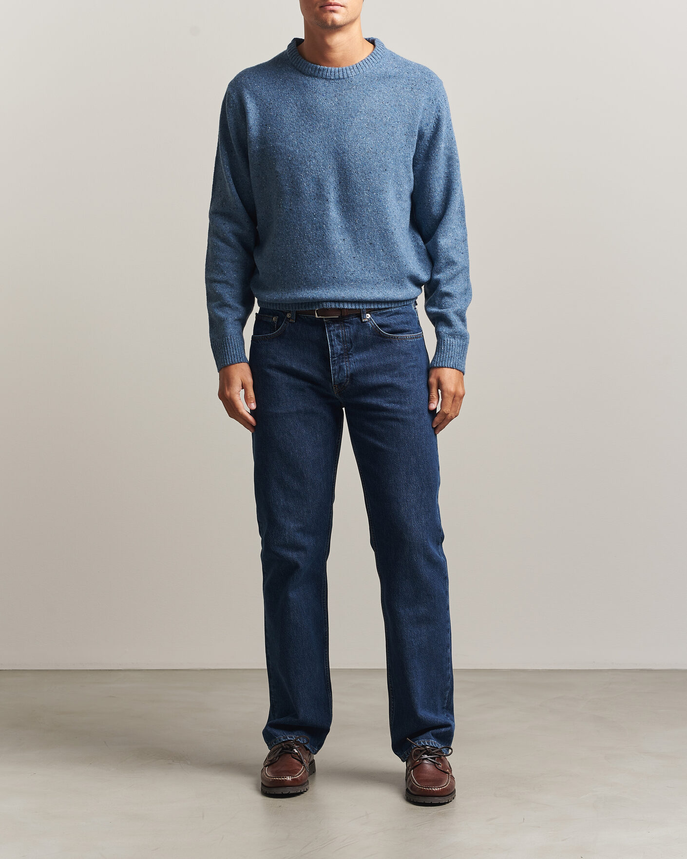 Herre | Gensere | Gant | Neps Wool Crew Neck Sweater Blue Horizon