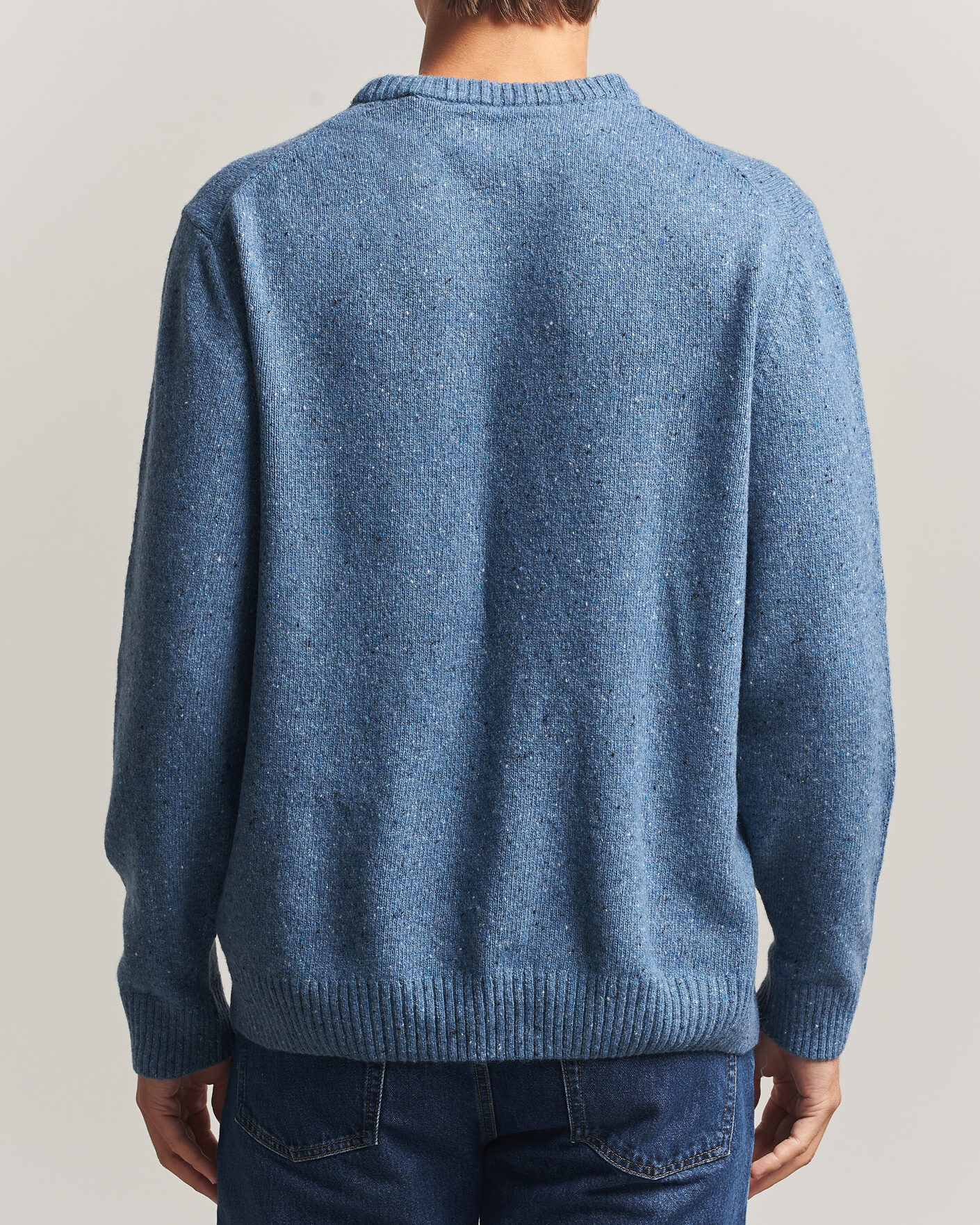 Herre | Gensere | Gant | Neps Wool Crew Neck Sweater Blue Horizon