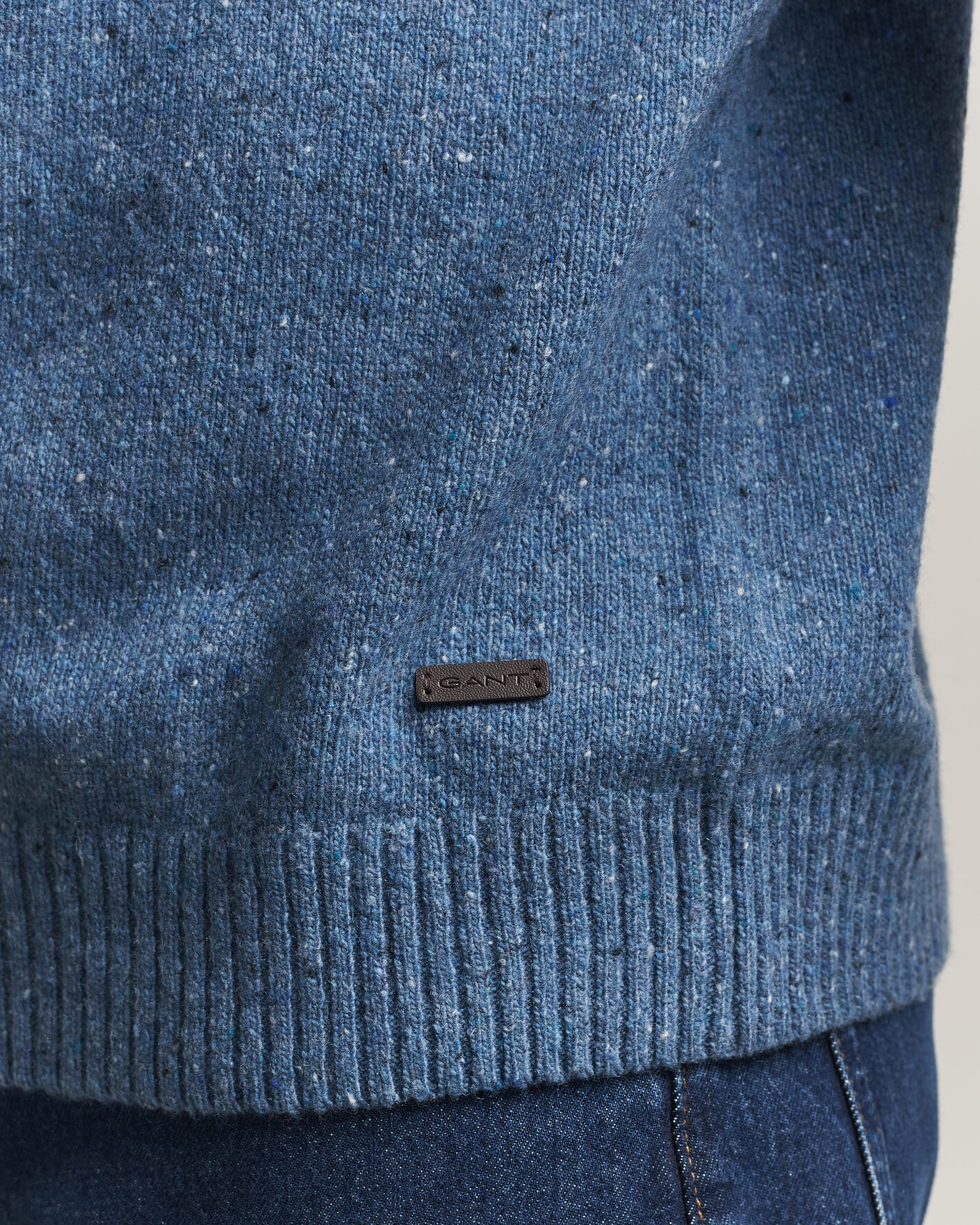 Herre | Gensere | Gant | Neps Wool Crew Neck Sweater Blue Horizon