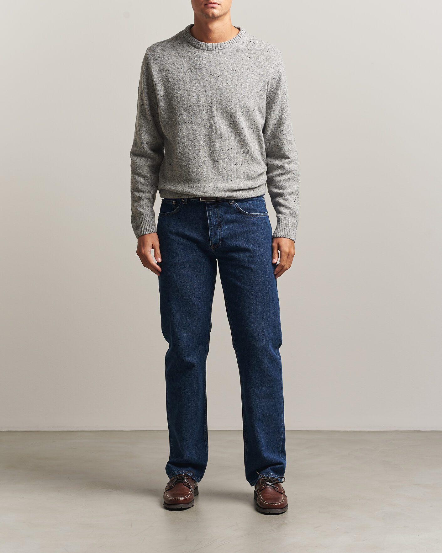 Herre | Gensere | Gant | Neps Wool Crew Neck Sweater Grey Melange