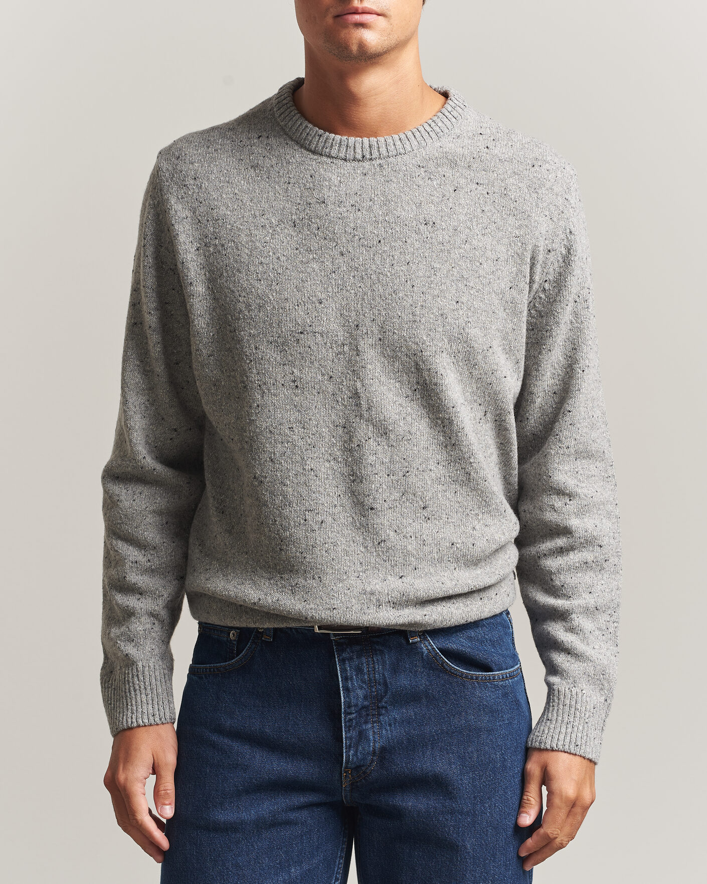 Herre | Gensere | Gant | Neps Wool Crew Neck Sweater Grey Melange